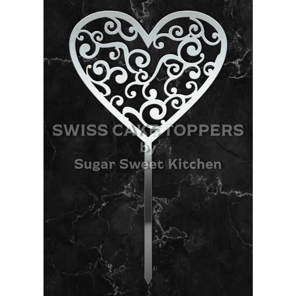 Cake Topper ’Herzschlag’ - Acryl Silber - Sugar Sweet Kitchen