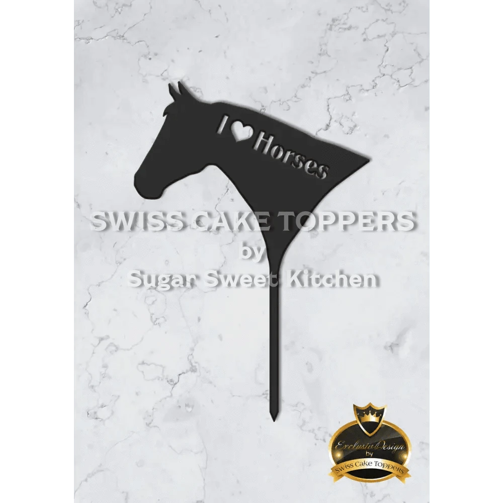 Cake Topper ’Horse Love’ - Acryl Schwarz - Sugar Sweet Kitchen