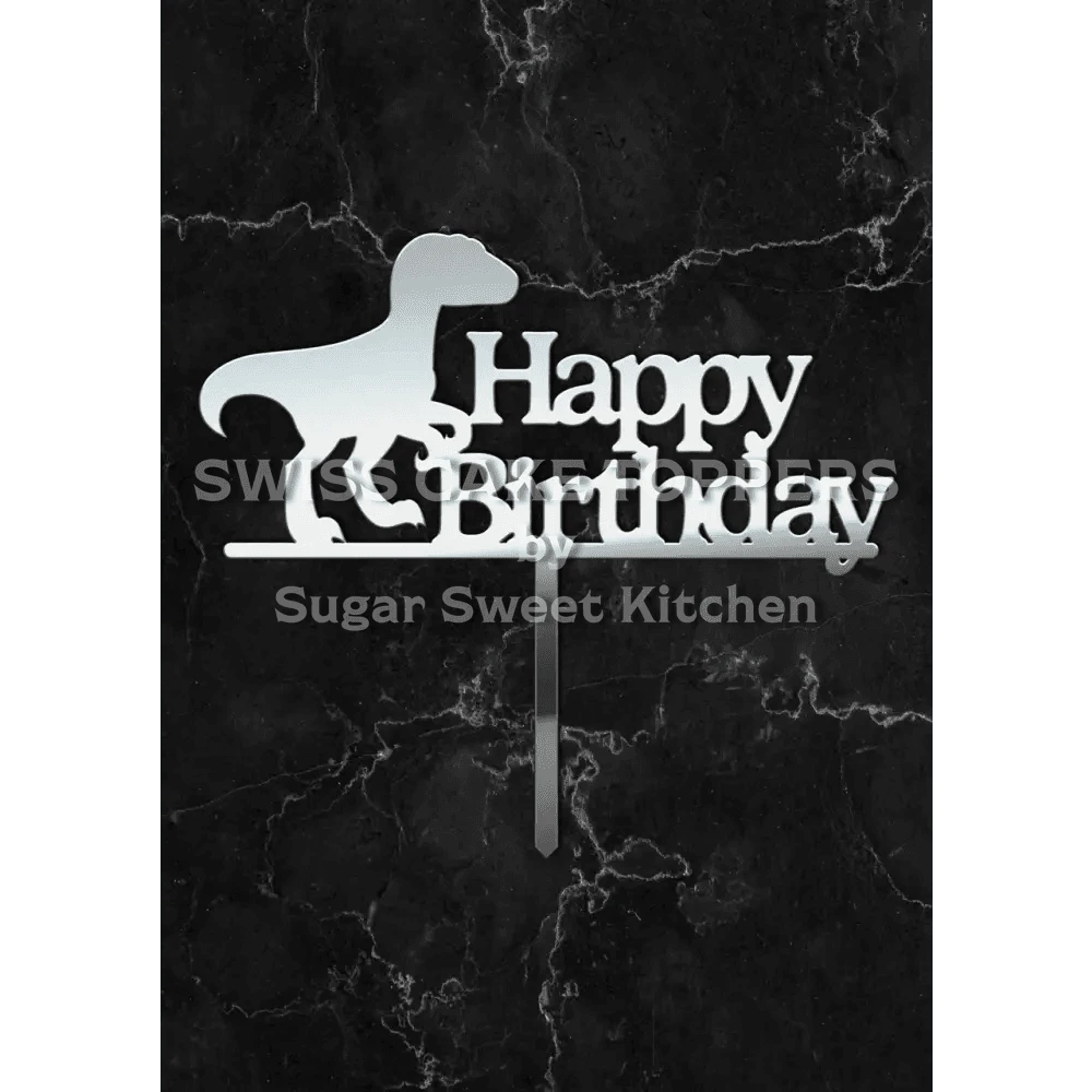 Cake Topper ’Jurrasic Joy’ - Acryl Silber - Sugar Sweet Kitchen