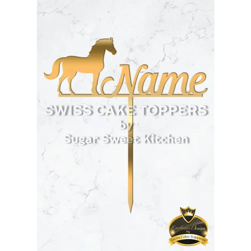 Cake Topper ’kleiner Pferdefreund’ - Acryl Gold - Sugar Sweet Kitchen
