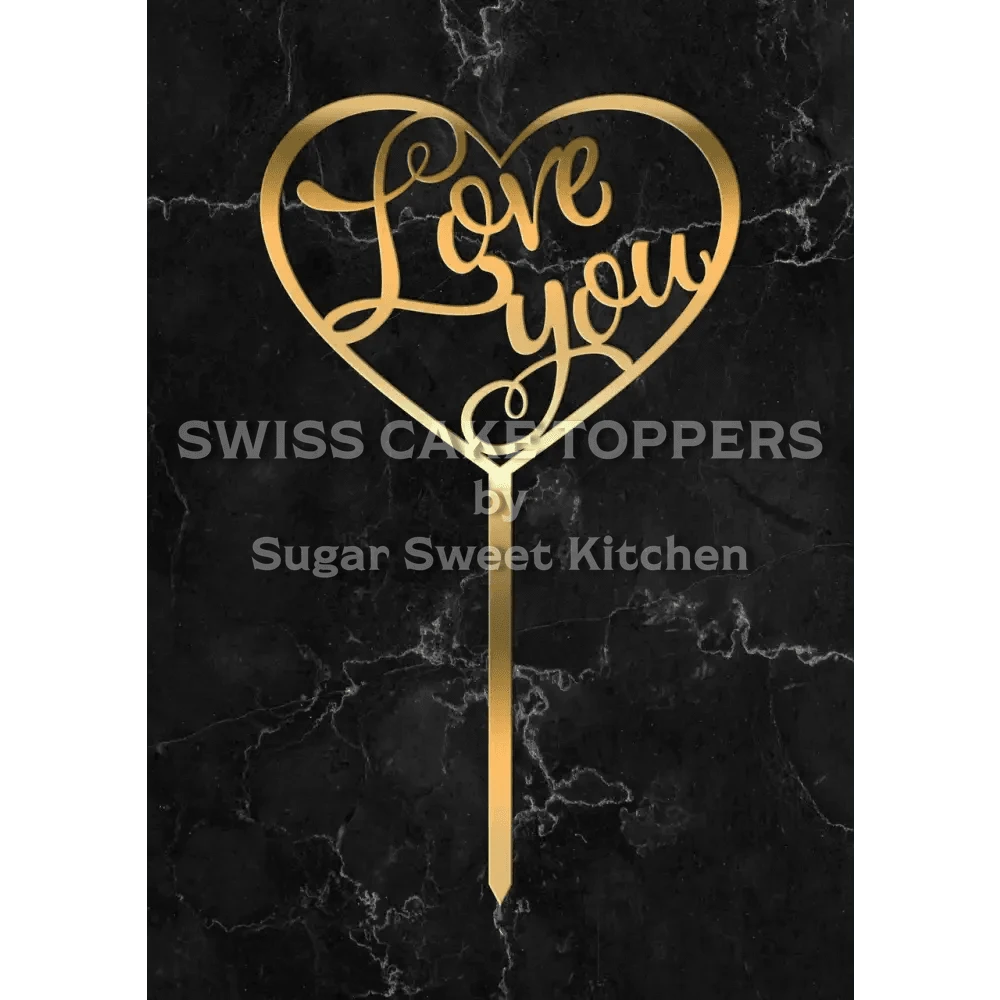 Cake Topper ’Romantik’ - Acryl Gold - Sugar Sweet Kitchen