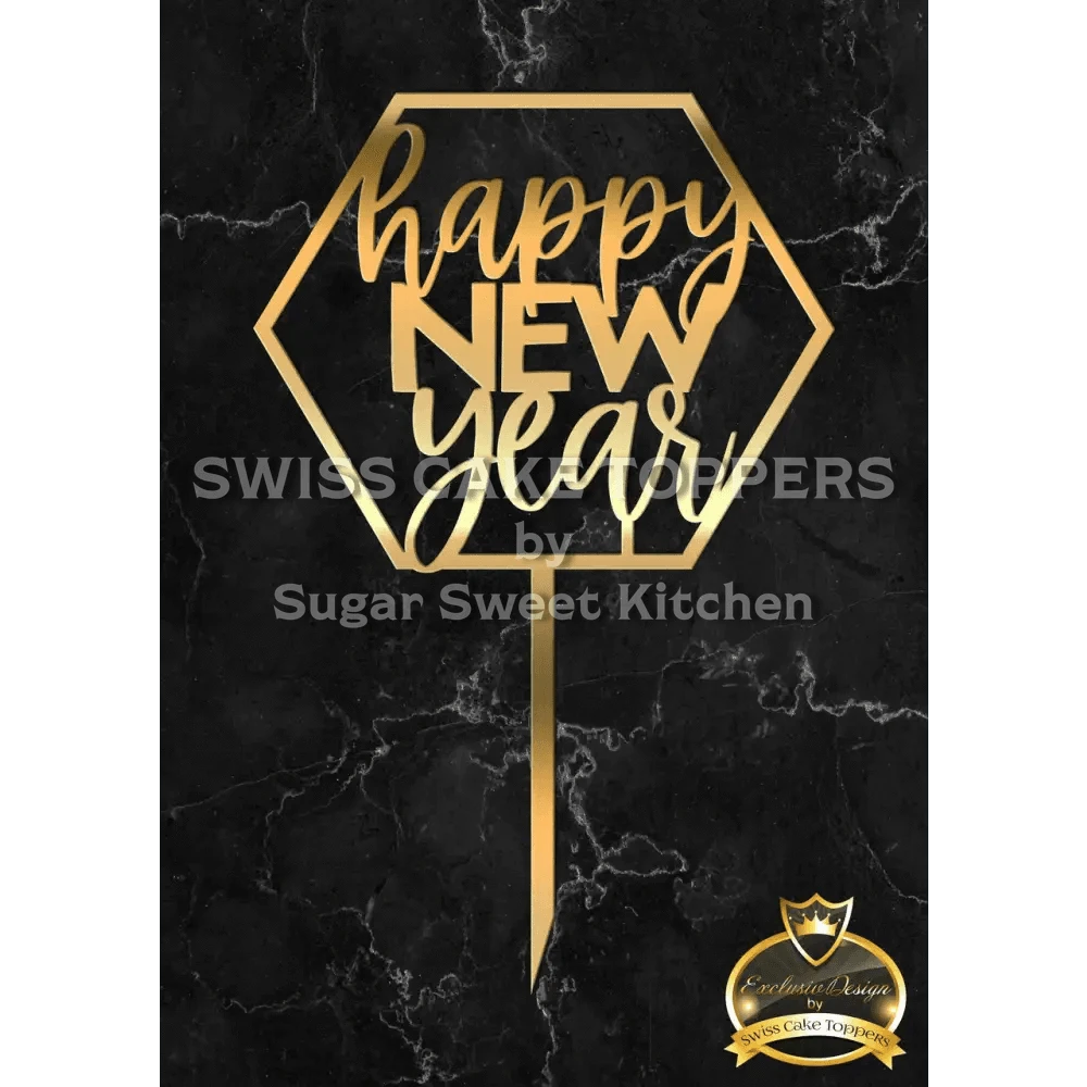 Cake Topper ’Silvester Glam’ - Acryl Gold - Sugar Sweet Kitchen