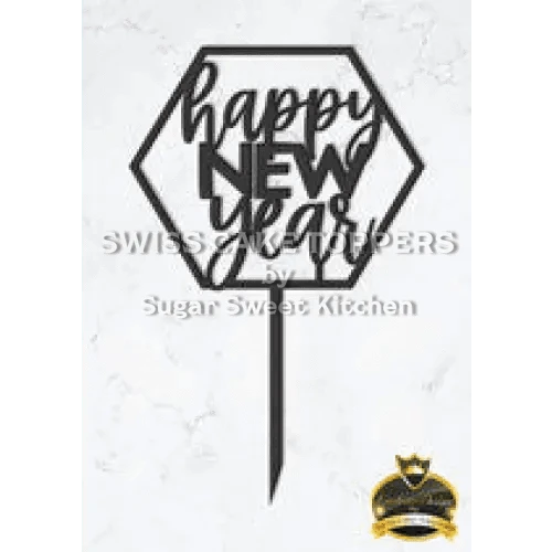 Cake Topper ’Silvester Glam’ - Acryl Schwarz - Sugar Sweet Kitchen