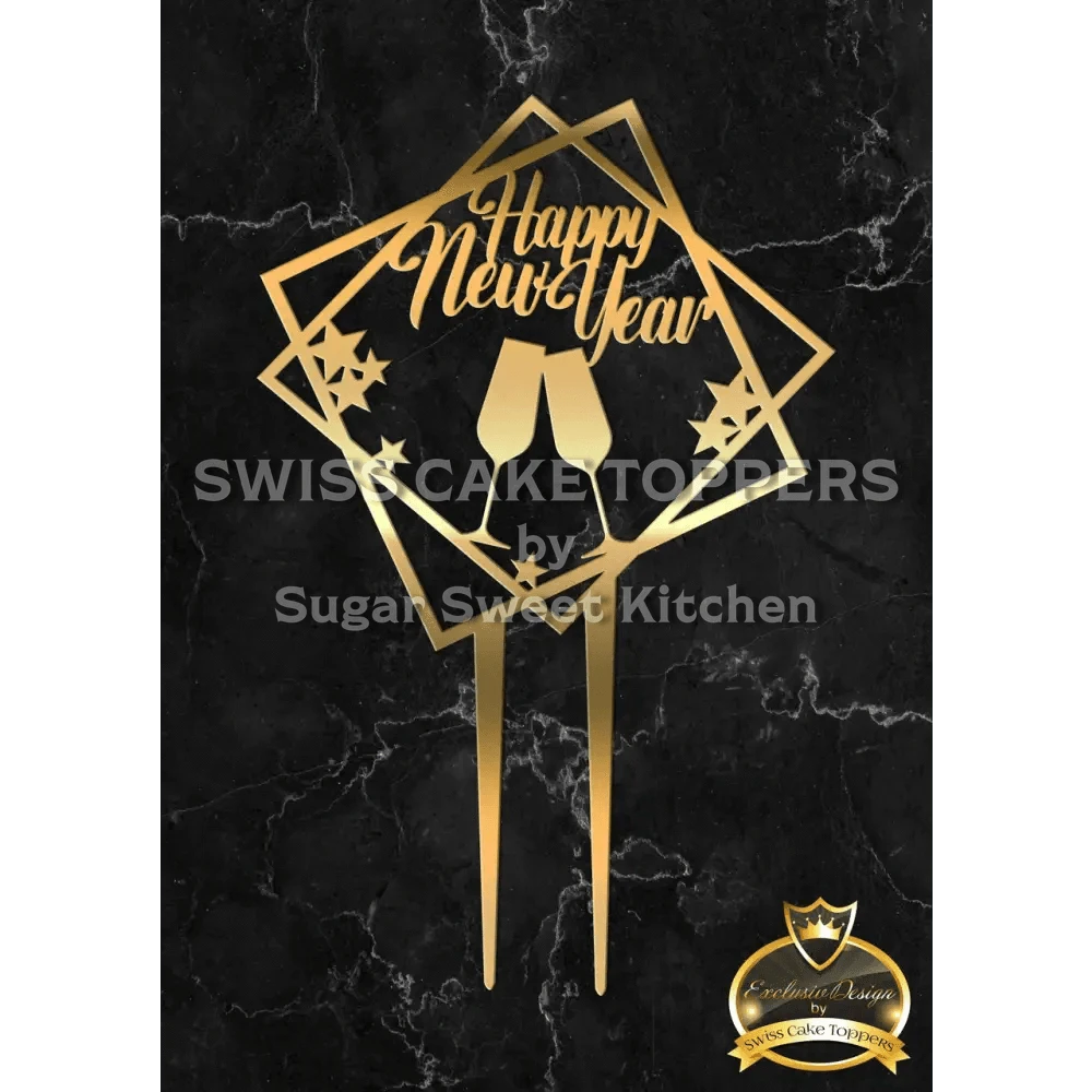Cake Topper ’Silvestermagie’ - Acryl Gold - Sugar Sweet Kitchen