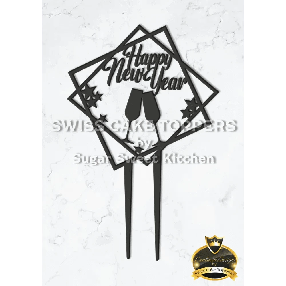 Cake Topper ’Silvestermagie’ - Acryl Schwarz - Sugar Sweet Kitchen