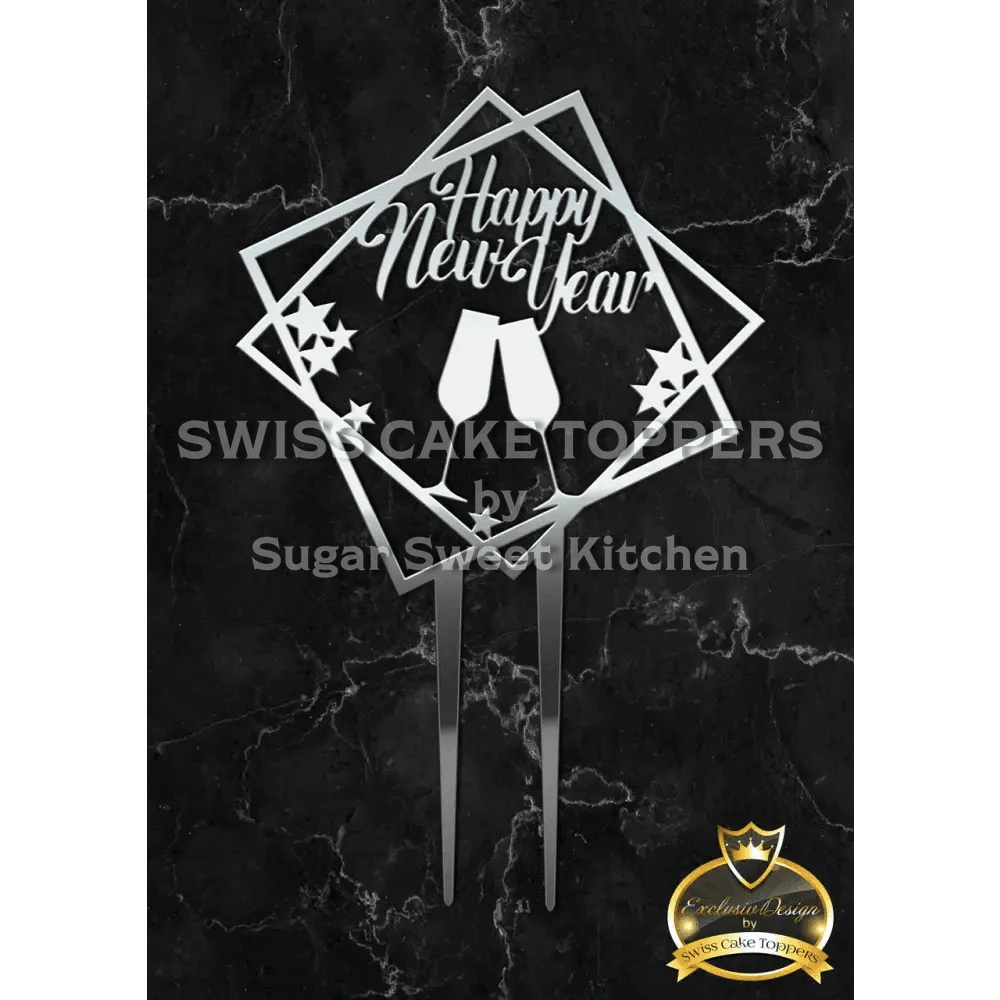 Cake Topper ’Silvestermagie’ - Acryl Silber - Sugar Sweet Kitchen