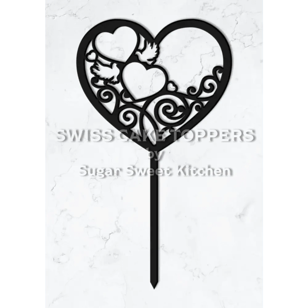 Cake Topper ’Vertraute Herzen’ - Acryl Schwarz - Sugar Sweet Kitchen