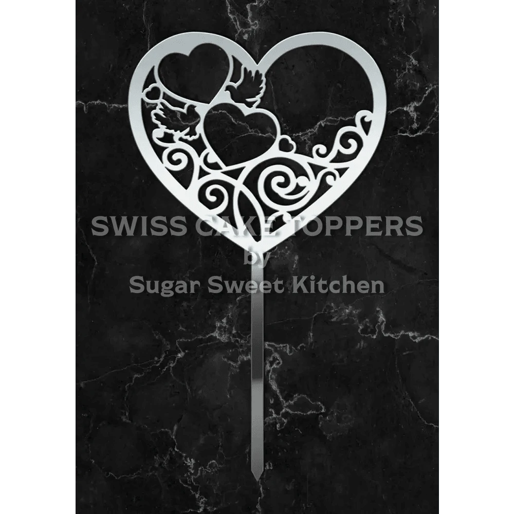 Cake Topper ’Vertraute Herzen’ - Acryl Silber - Sugar Sweet Kitchen