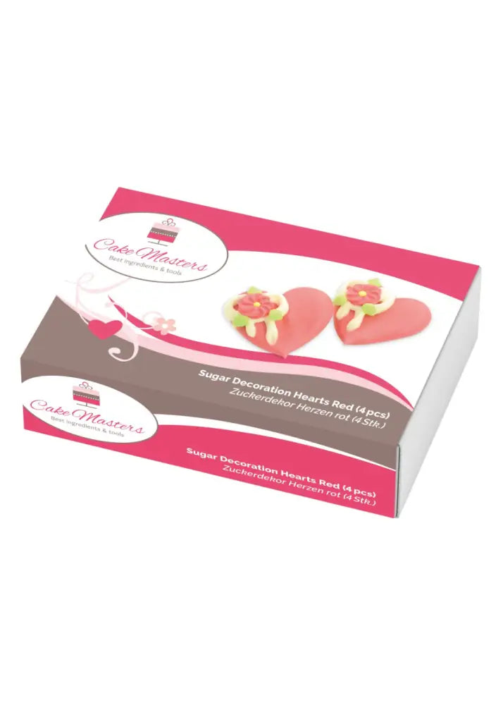 CM Zuckerdekoration ’Herzen gross mit Blumen’ / 4Stk. - Zuckerdekorationen Sugar Sweet Kitchen