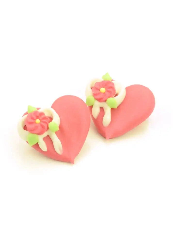 CM Zuckerdekoration ’Herzen gross mit Blumen’ / 4Stk. - Zuckerdekorationen Sugar Sweet Kitchen