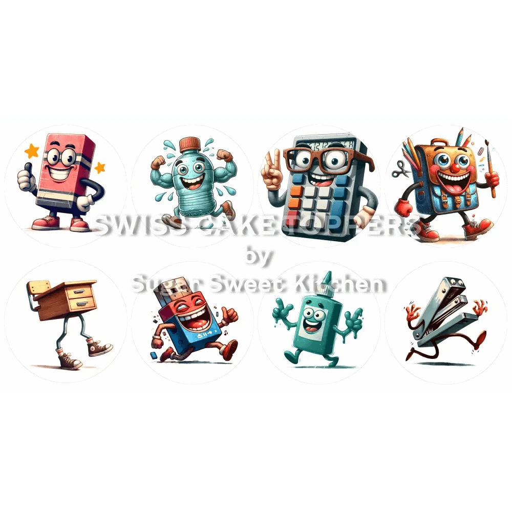 Coole School-Cupcakes- & Dessertaufleger1 - personalisierbar - Fondant- Torten- Cupcakeaufleger Sugar Sweet Kitchen