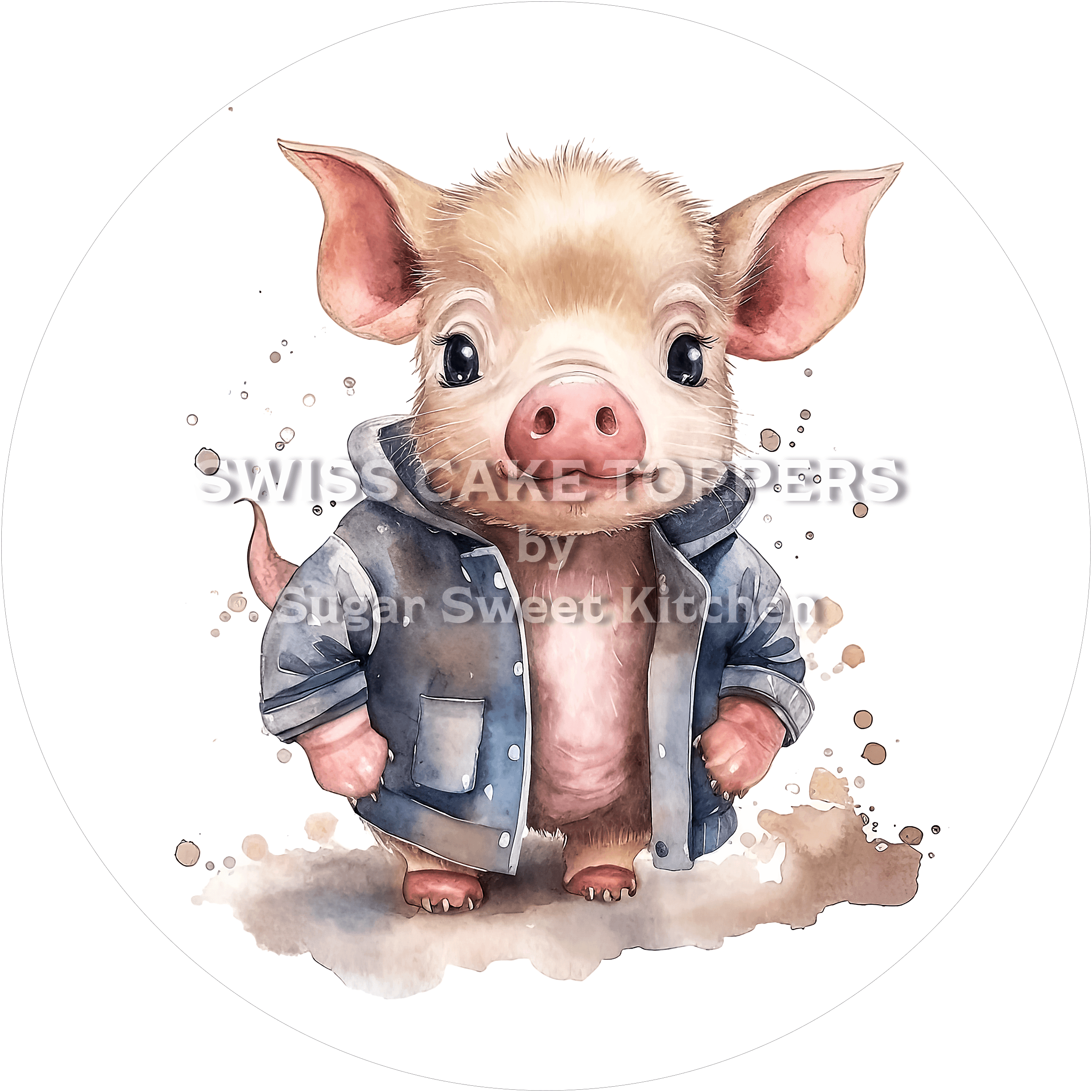 Cooler Schweinchen-Tortenaufleger3 - personalisierbar - Fondant- Torten- & Cupcakeaufleger Sugar Sweet Kitchen