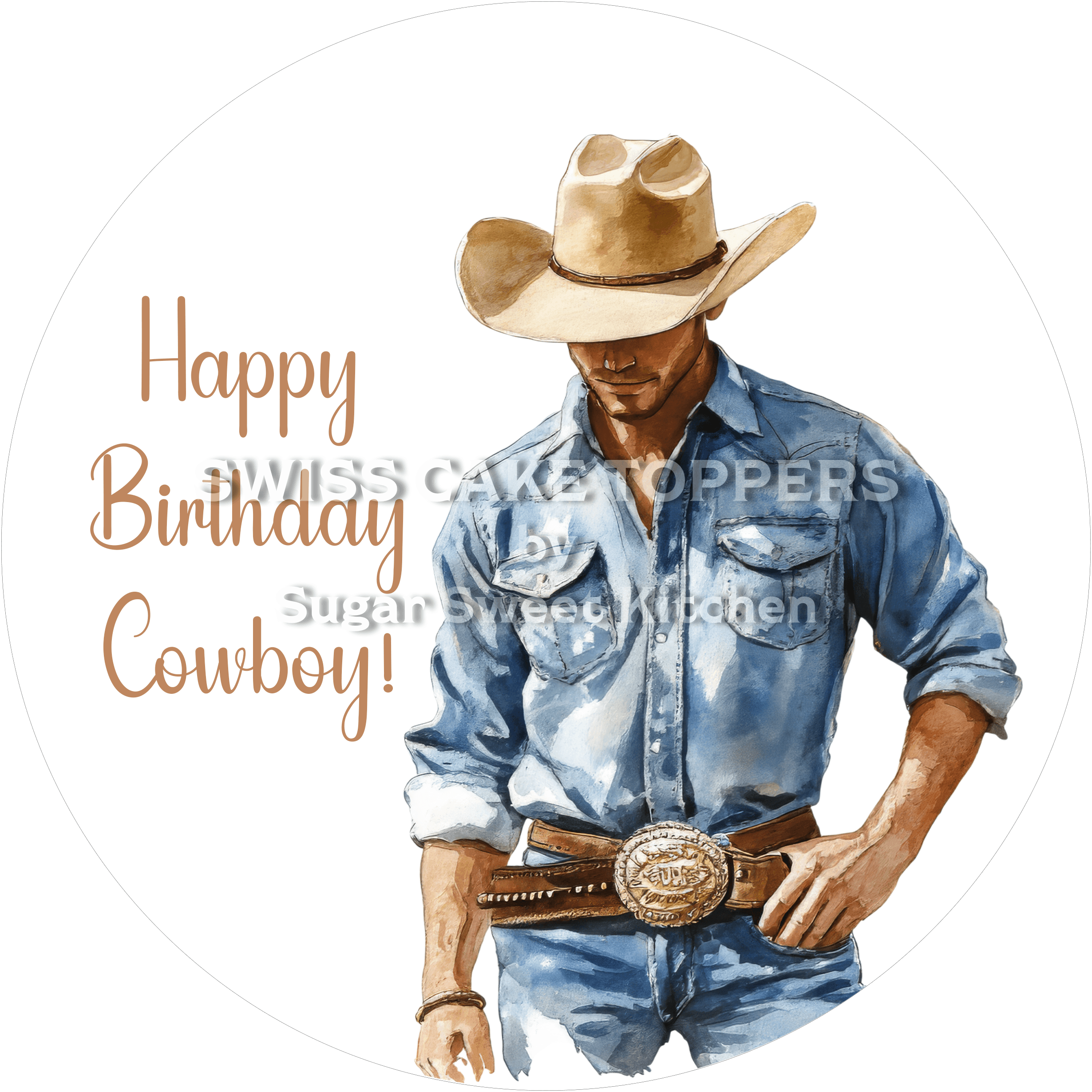 Cowboy- Tortenaufleger Western7 - personalisierbar - Fondant- Torten- & Cupcakeaufleger Sugar Sweet Kitchen