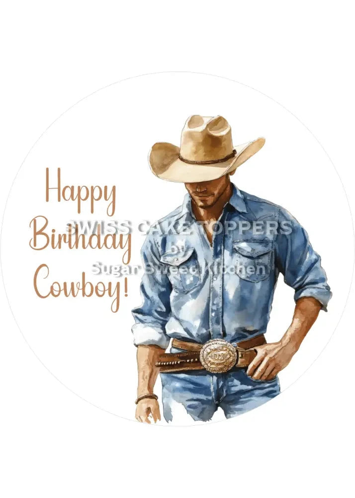 Cowboy- Tortenaufleger Western7 - personalisierbar - Fondant- Torten- & Cupcakeaufleger Sugar Sweet Kitchen