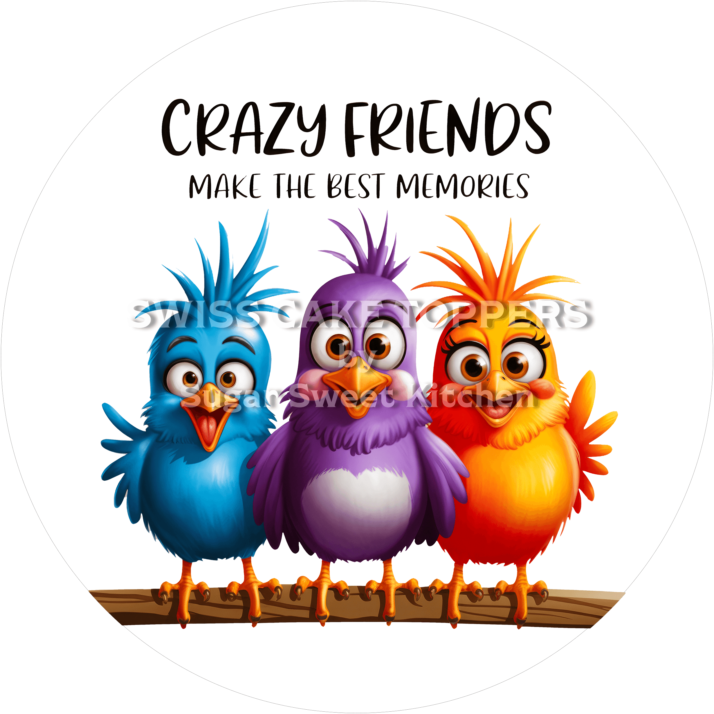 Crazy Friends-Tortenaufleger - Freunde5 - personalisierbar - Fondant- Torten- & Cupcakeaufleger Sugar Sweet Kitchen
