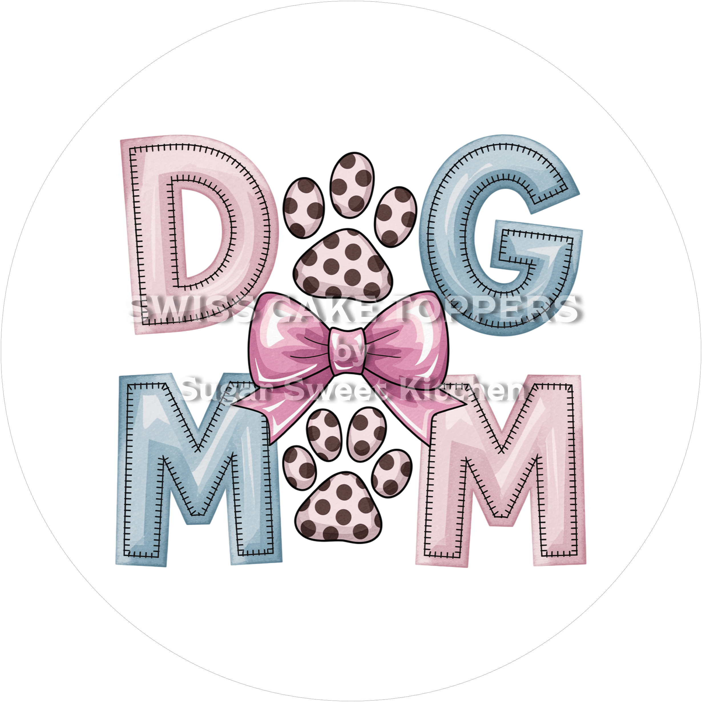Dog Mom-Tortenaufleger - personalisierbar - Fondant- Torten- & Cupcakeaufleger Sugar Sweet Kitchen