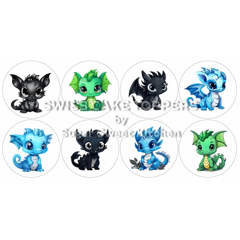 Dragons-Cupcakes- & Dessertaufleger1 - personalisierbar - Fondant- Torten- Cupcakeaufleger Sugar Sweet Kitchen
