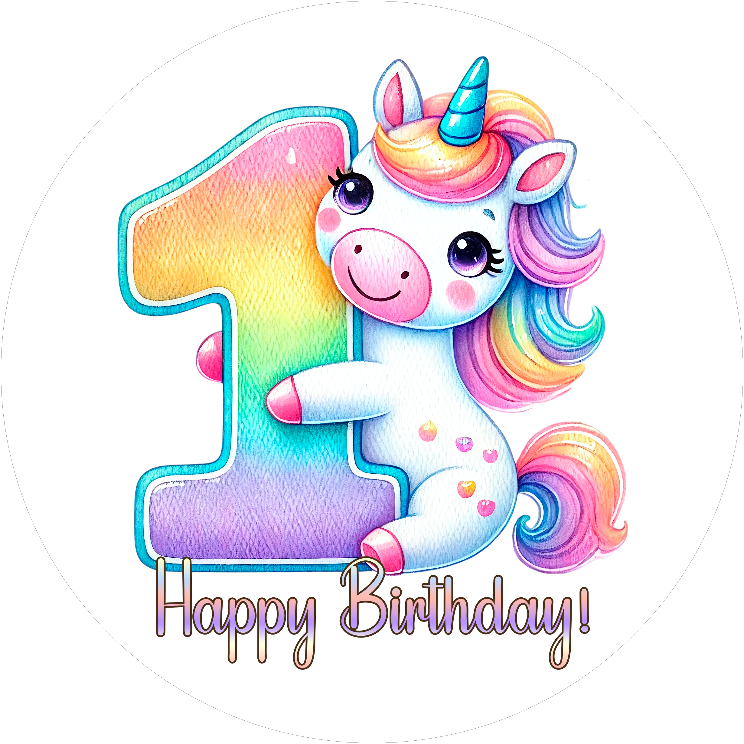 Einhorn Tortenaufleger mit Zahl 1 - personalisierbar - Fondant- Torten- & Cupcakeaufleger Sugar Sweet Kitchen