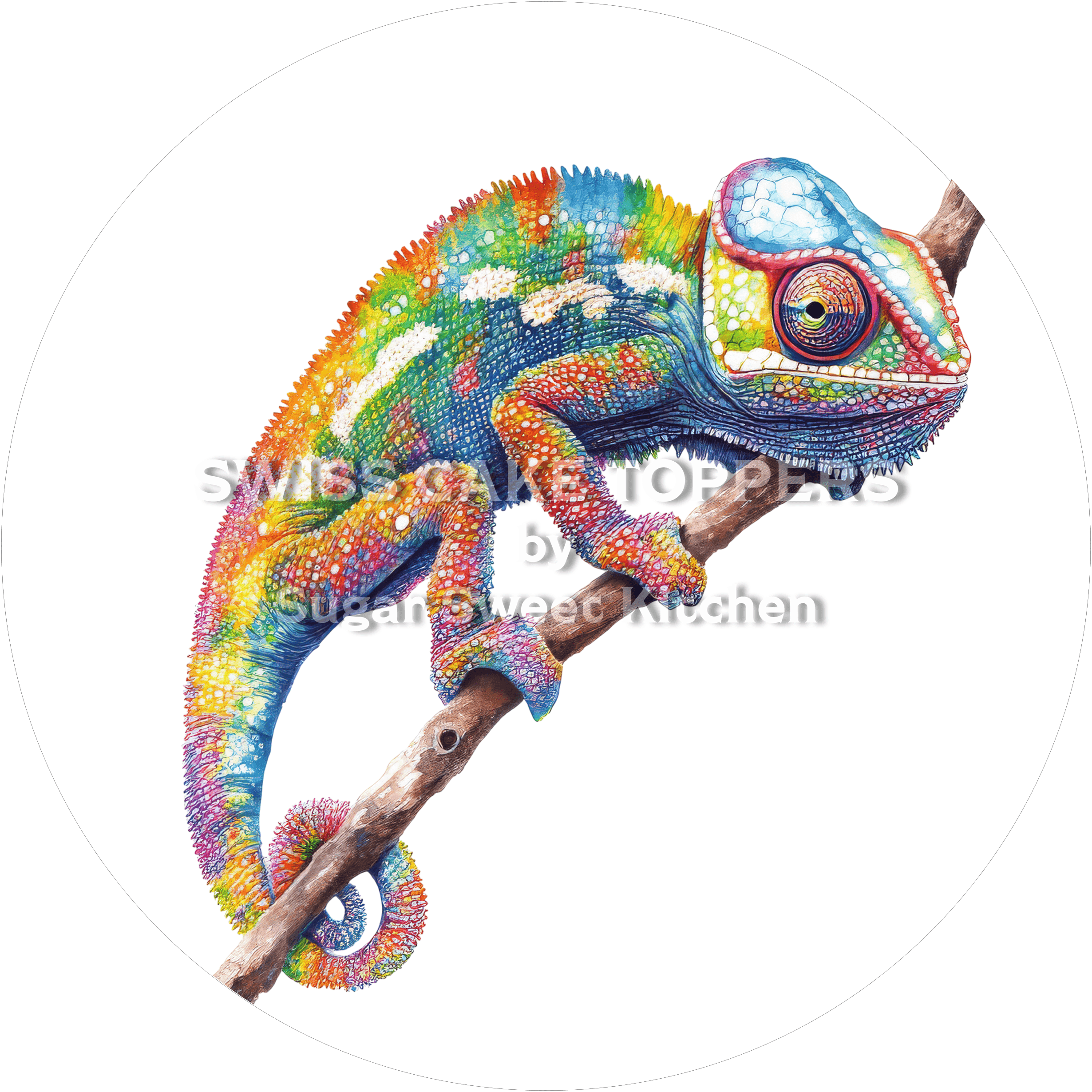 Einmaliger Chamäleon-Tortenaufleger1 - personalisierbar - Fondant- Torten- & Cupcakeaufleger Sugar Sweet Kitchen