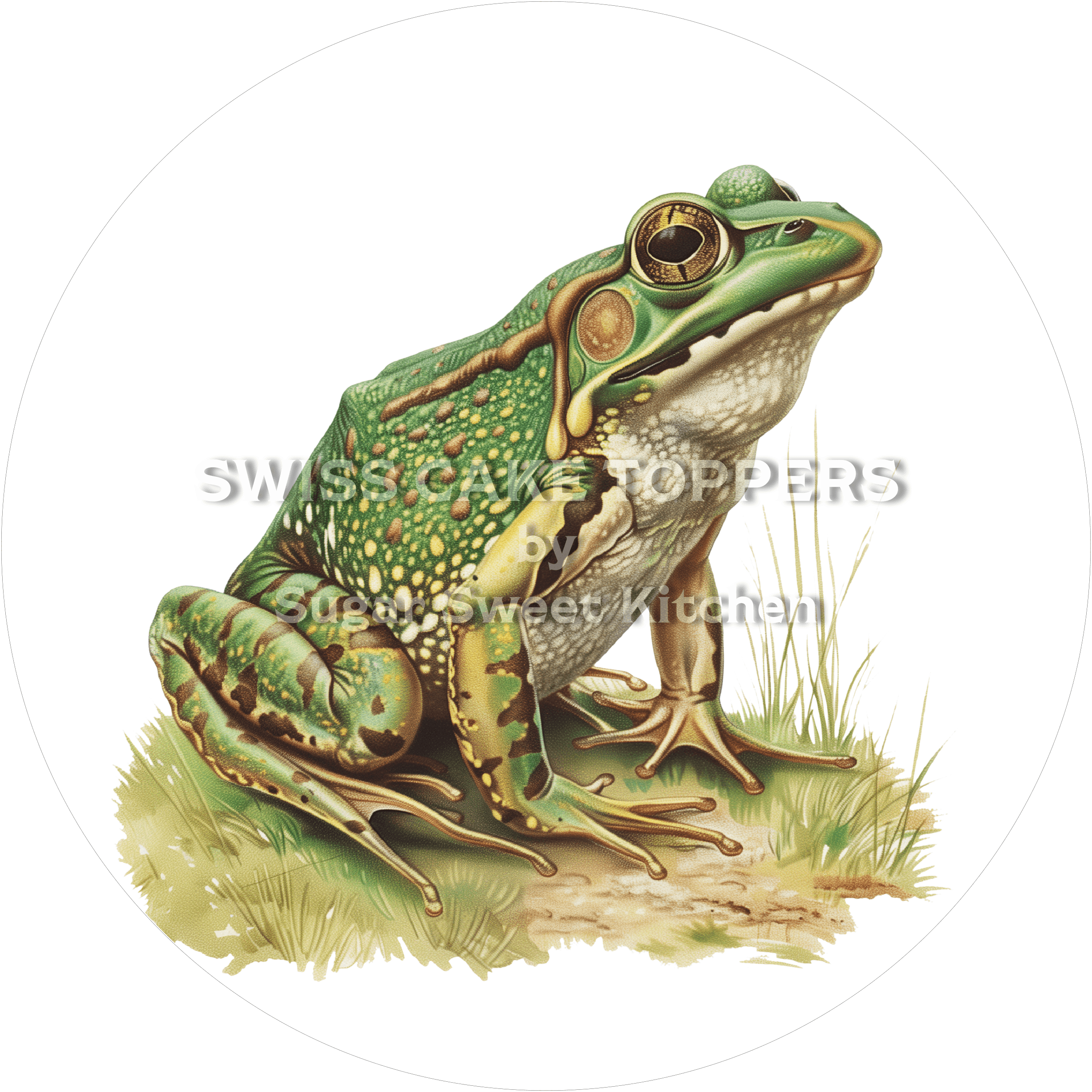Einmaliger Frosch-Tortenaufleger1 - personalisierbar - Fondant- Torten- & Cupcakeaufleger Sugar Sweet Kitchen