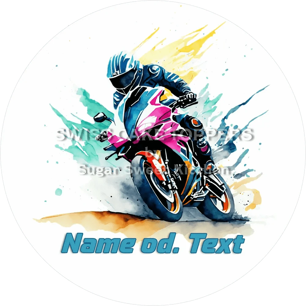 Einmaliger Moto-Racing-Tortenaufleger3 mit Name od. Text - Fondant- Torten- & Cupcakeaufleger Sugar Sweet Kitchen