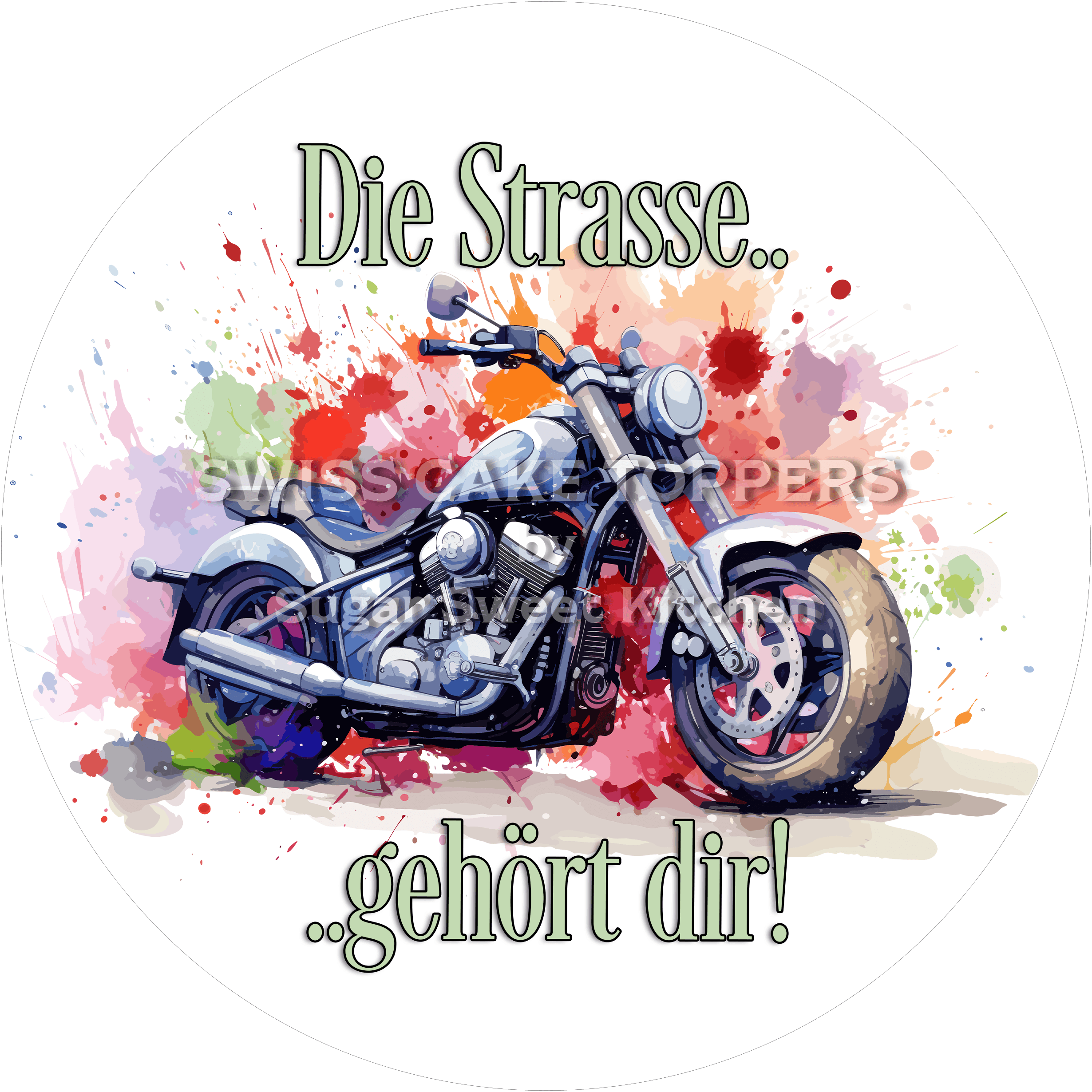 Einmaliger Motorrad-Tortenaufleger1 - personalisierbar - Fondant- Torten- & Cupcakeaufleger Sugar Sweet Kitchen