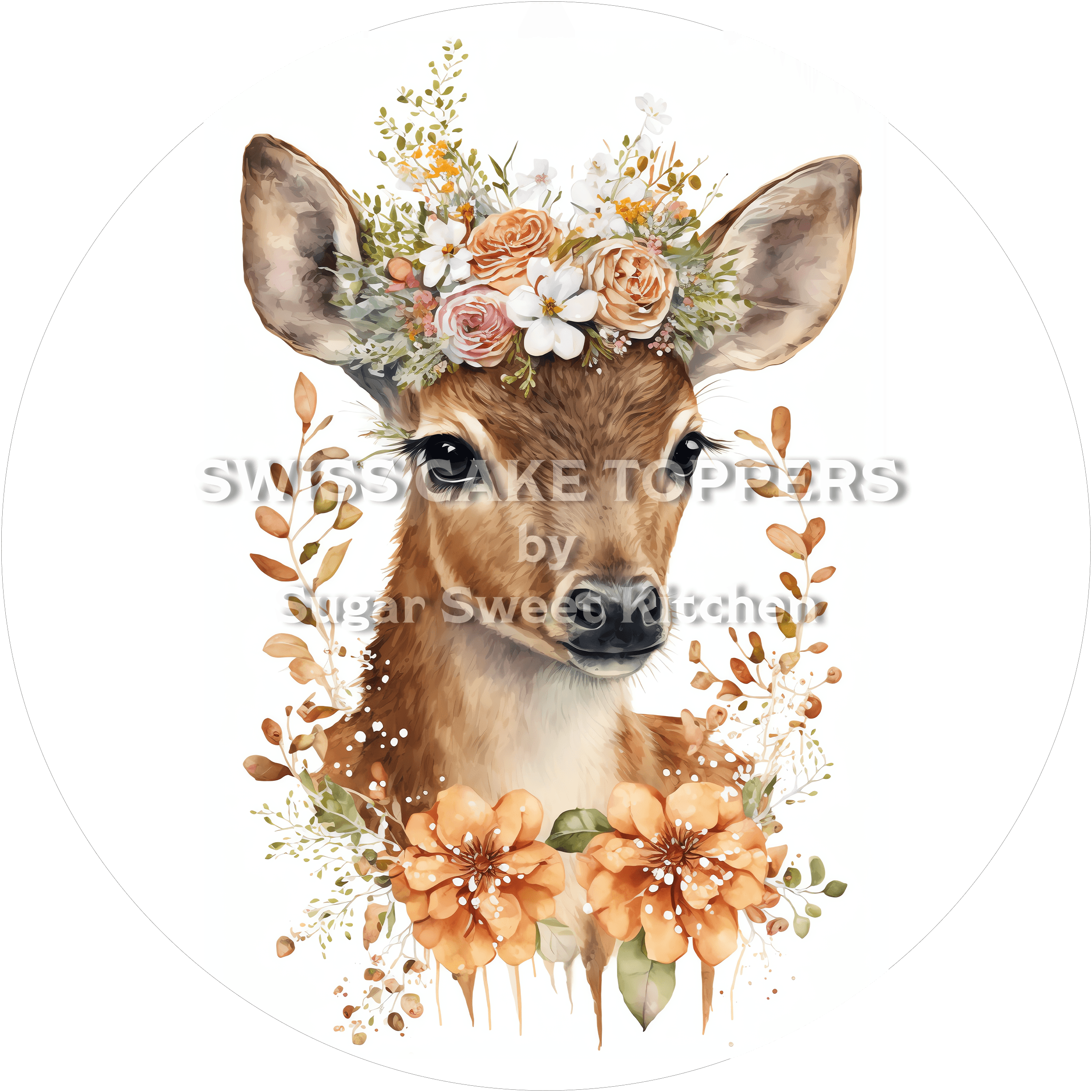Einmaliger Reh-Tortenaufleger1 - personalisierbar - Fondant- Torten- & Cupcakeaufleger Sugar Sweet Kitchen