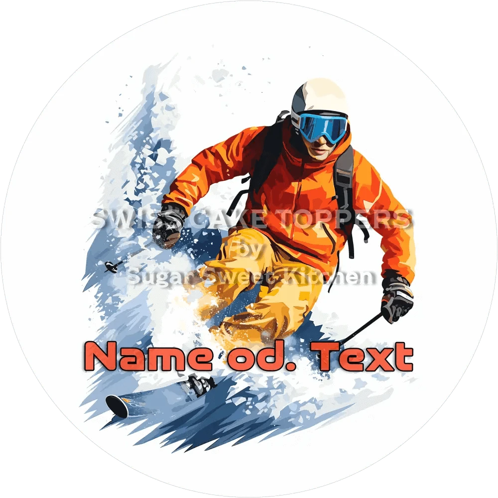 Einmaliger Skifahrer-Tortenaufleger3 mit Name od. Text - Fondant- Torten- & Cupcakeaufleger Sugar Sweet Kitchen