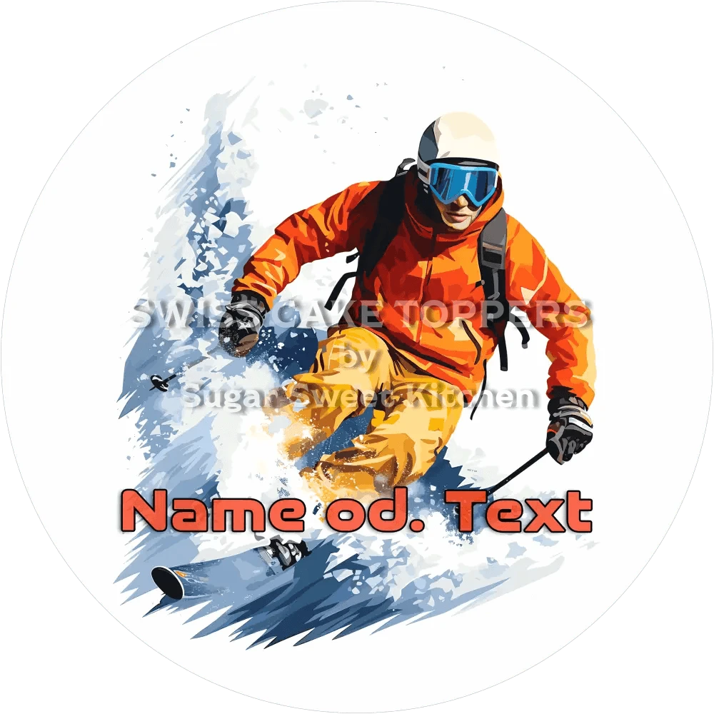 Einmaliger Skifahrer-Tortenaufleger3 mit Name od. Text - Fondant- Torten- & Cupcakeaufleger Sugar Sweet Kitchen