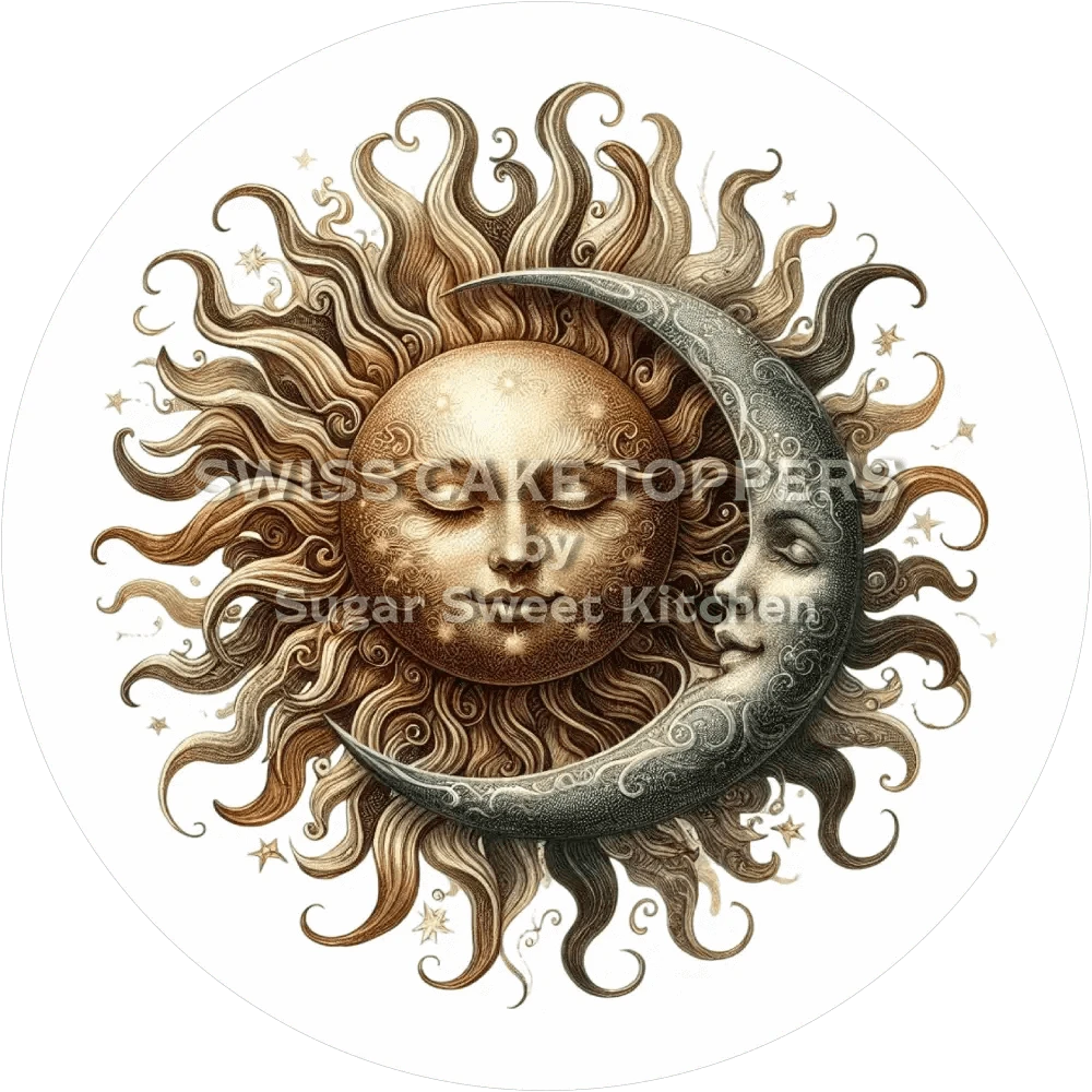 Einmaliger Sonne & Mond-Tortenaufleger24 - personalisierbar - Fondant- Torten- Cupcakeaufleger Sugar Sweet Kitchen