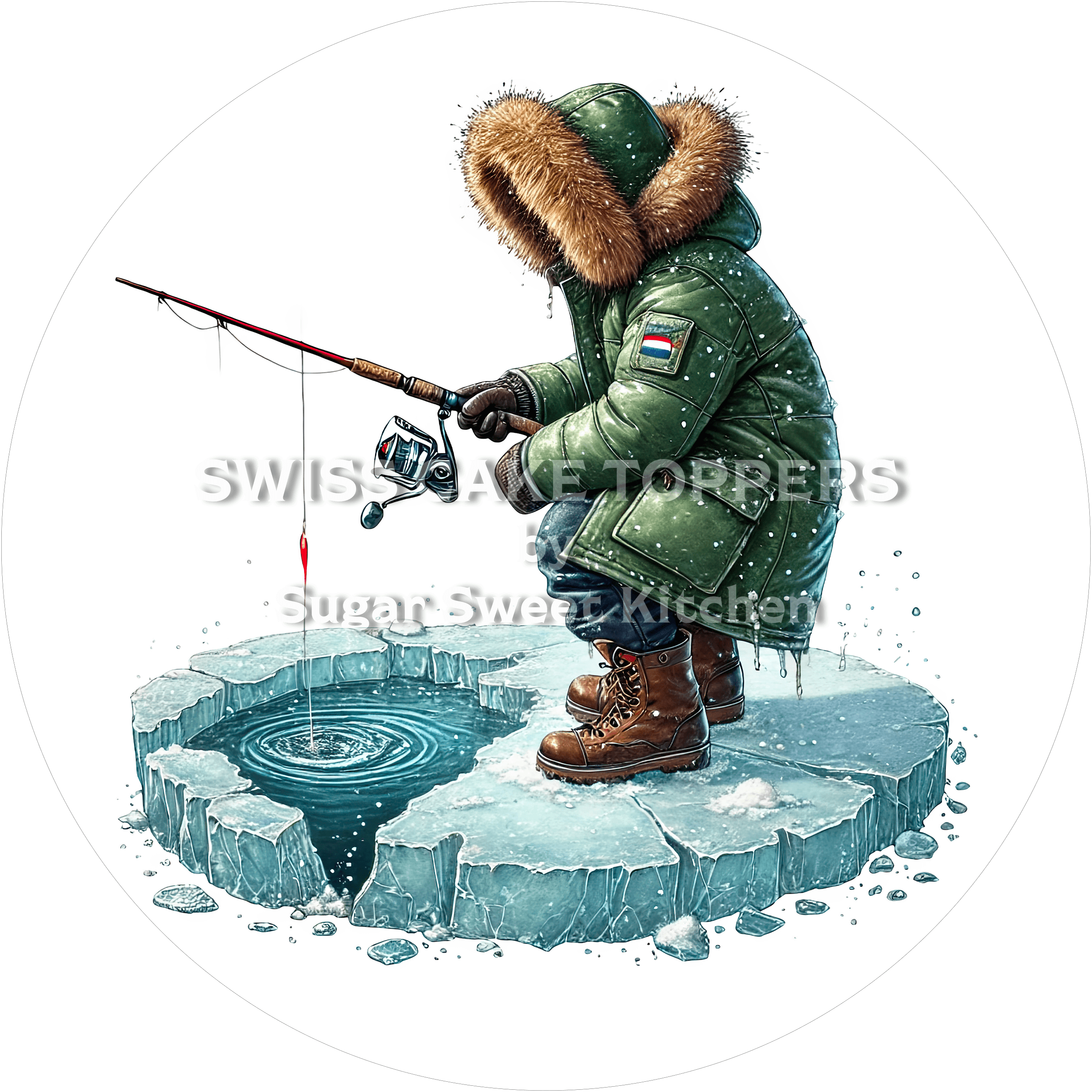 Einmaliger Tortenaufleger Eisfischen2- personalisierbar - Fondant- Torten- & Cupcakeaufleger Sugar Sweet Kitchen