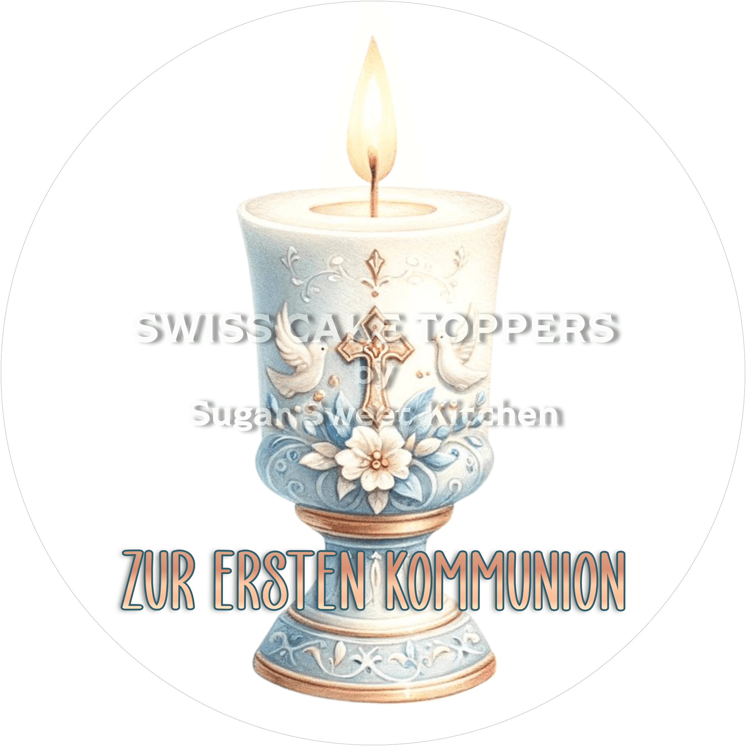Einmaliger Tortenaufleger Kommunion5 - personalisierbar - Fondant- Torten- & Cupcakeaufleger Sugar Sweet Kitchen