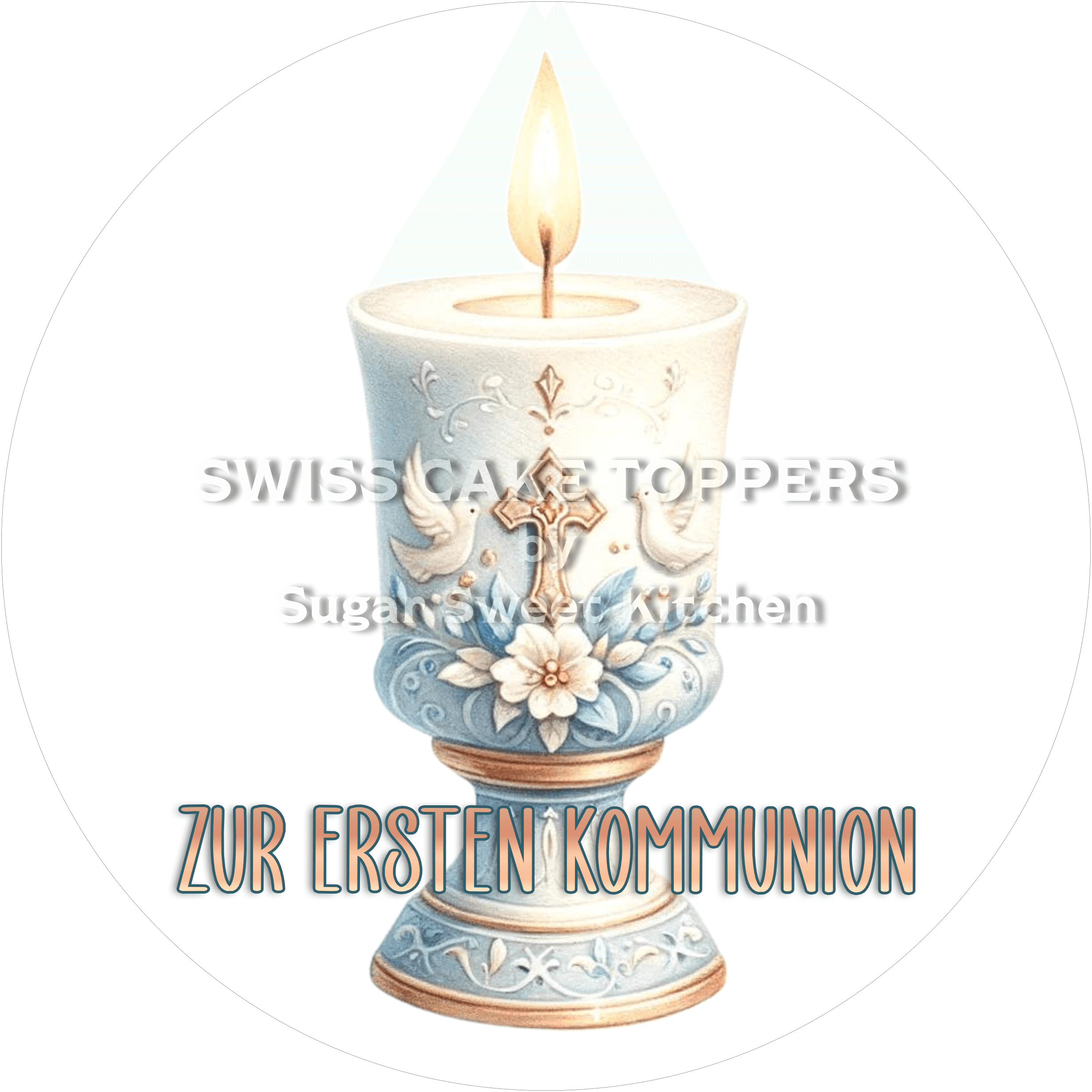 Einmaliger Tortenaufleger Kommunion5 - personalisierbar - Fondant- Torten- & Cupcakeaufleger Sugar Sweet Kitchen