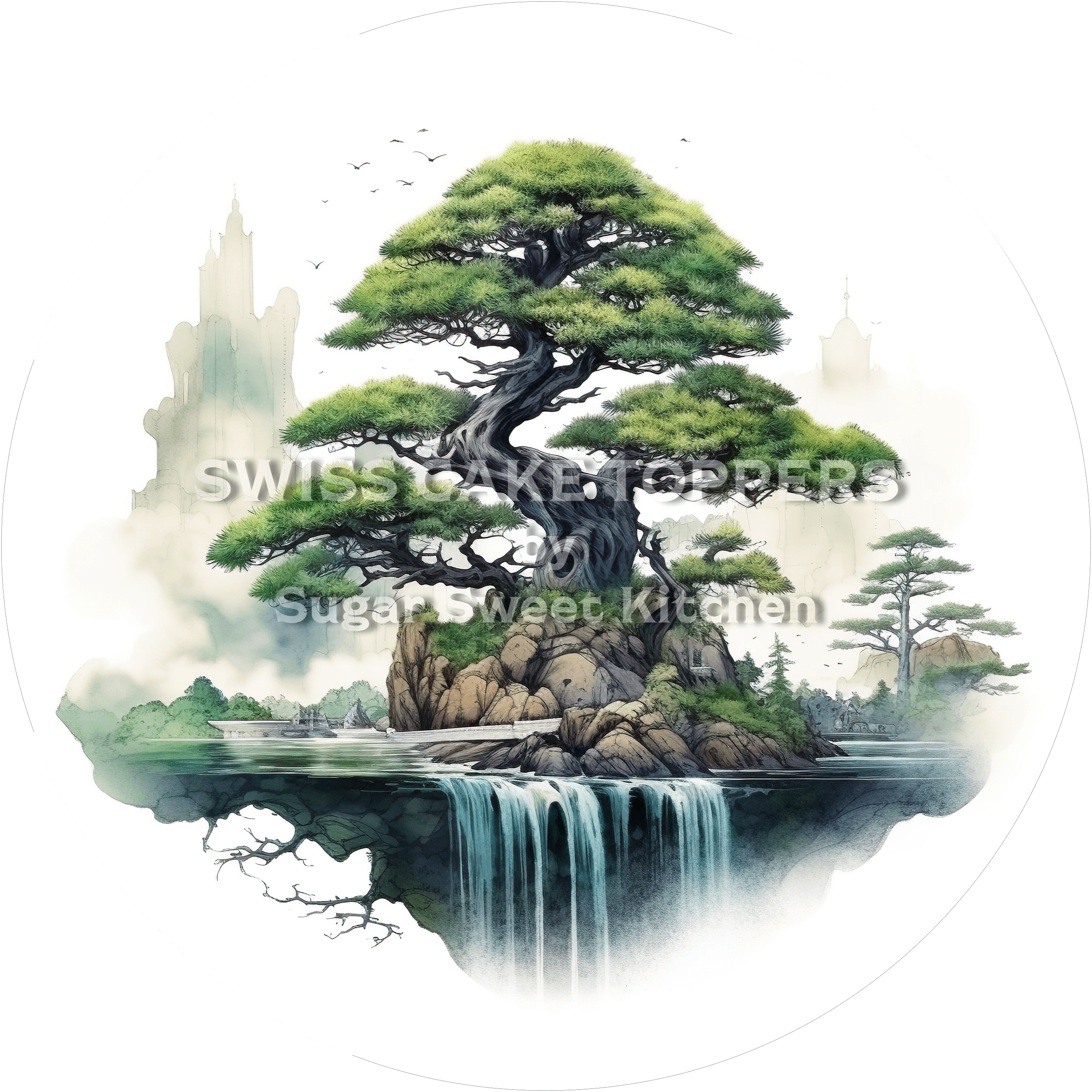 Einmaliger Tortenaufleger mit Bäumen7 - personalisierbar - Fondant- Torten- & Cupcakeaufleger Sugar Sweet Kitchen