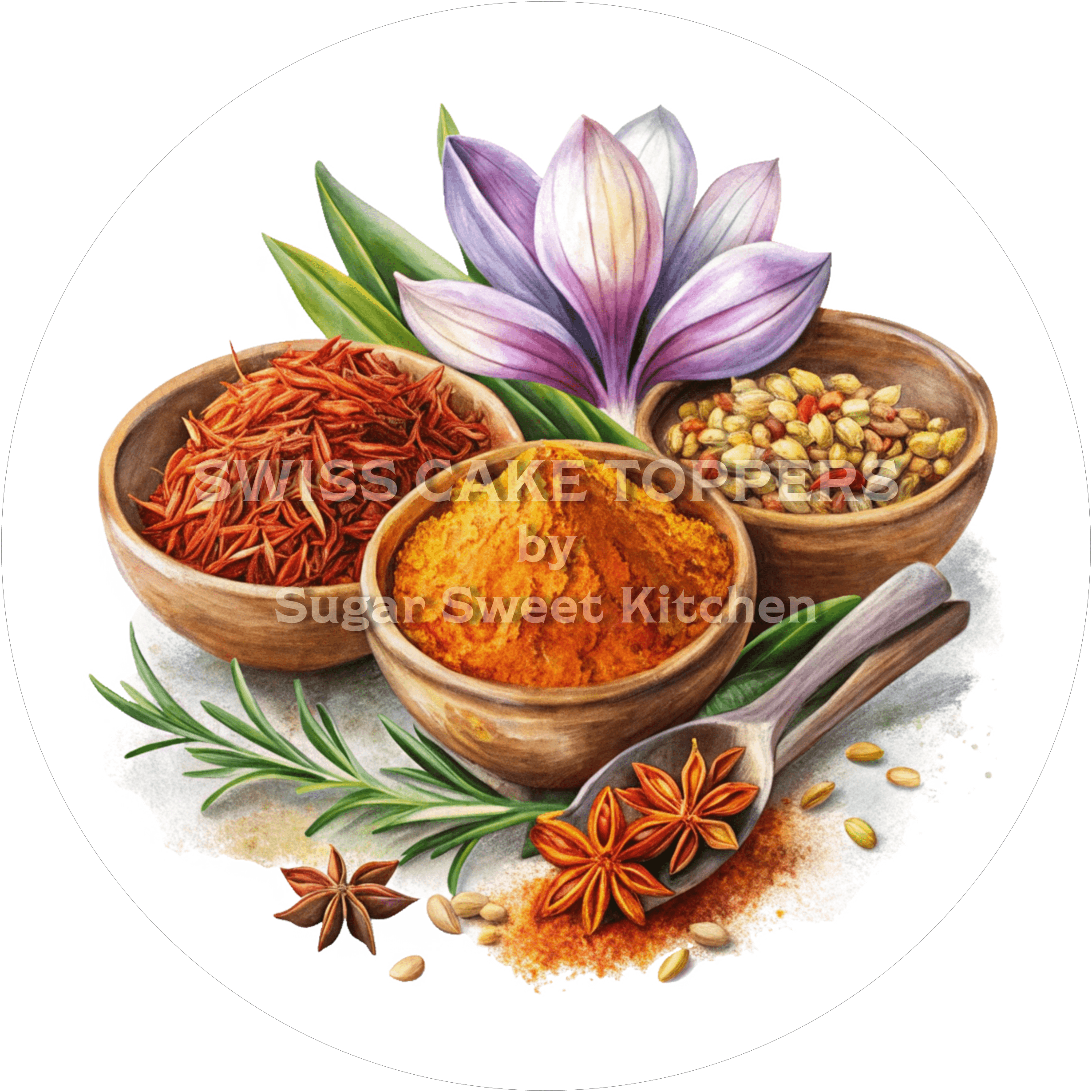 Einmaliger Tortenaufleger mit Gewürzen2 - personalisierbar - Fondant- Torten- & Cupcakeaufleger Sugar Sweet Kitchen