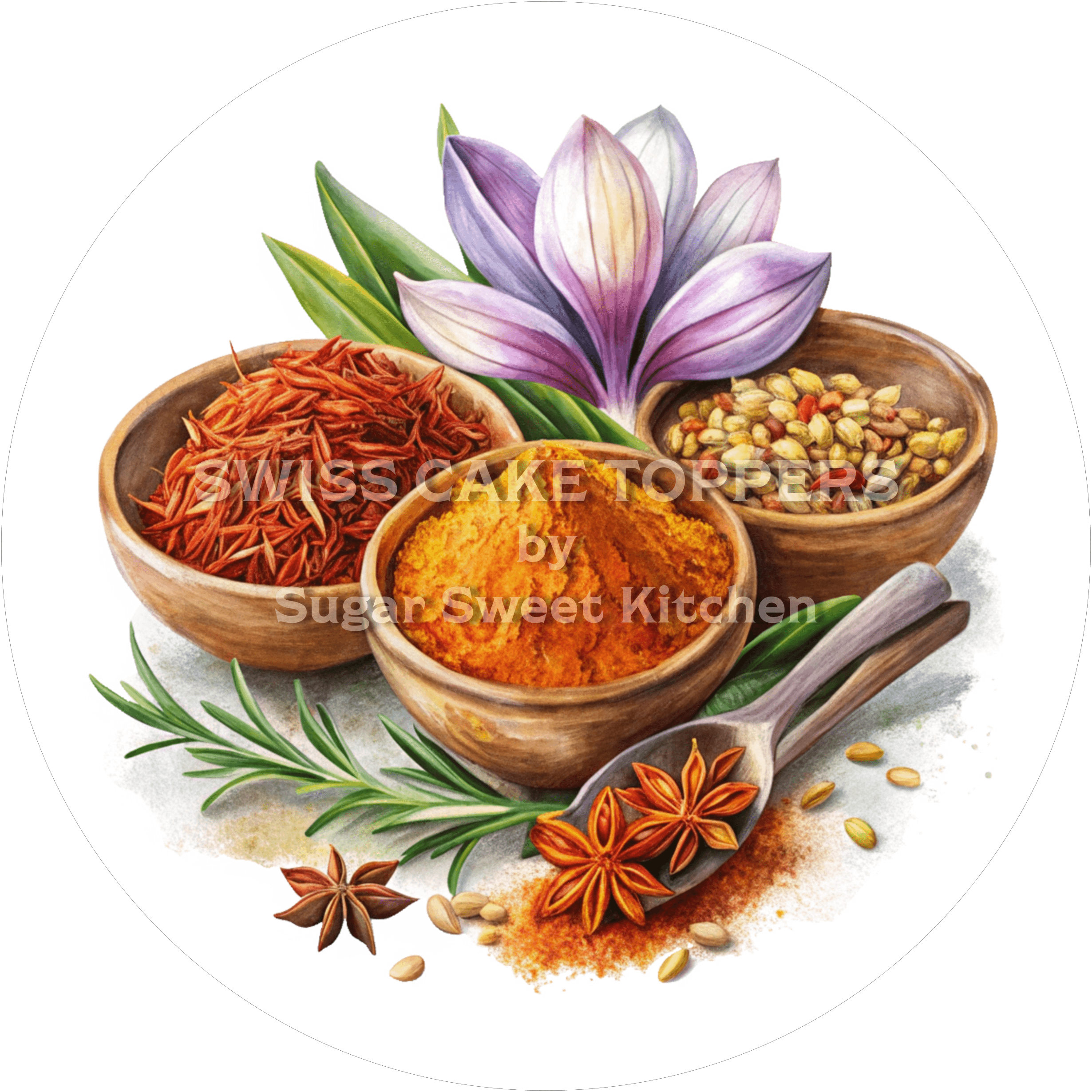 Einmaliger Tortenaufleger mit Gewürzen2 - personalisierbar - Fondant- Torten- & Cupcakeaufleger Sugar Sweet Kitchen