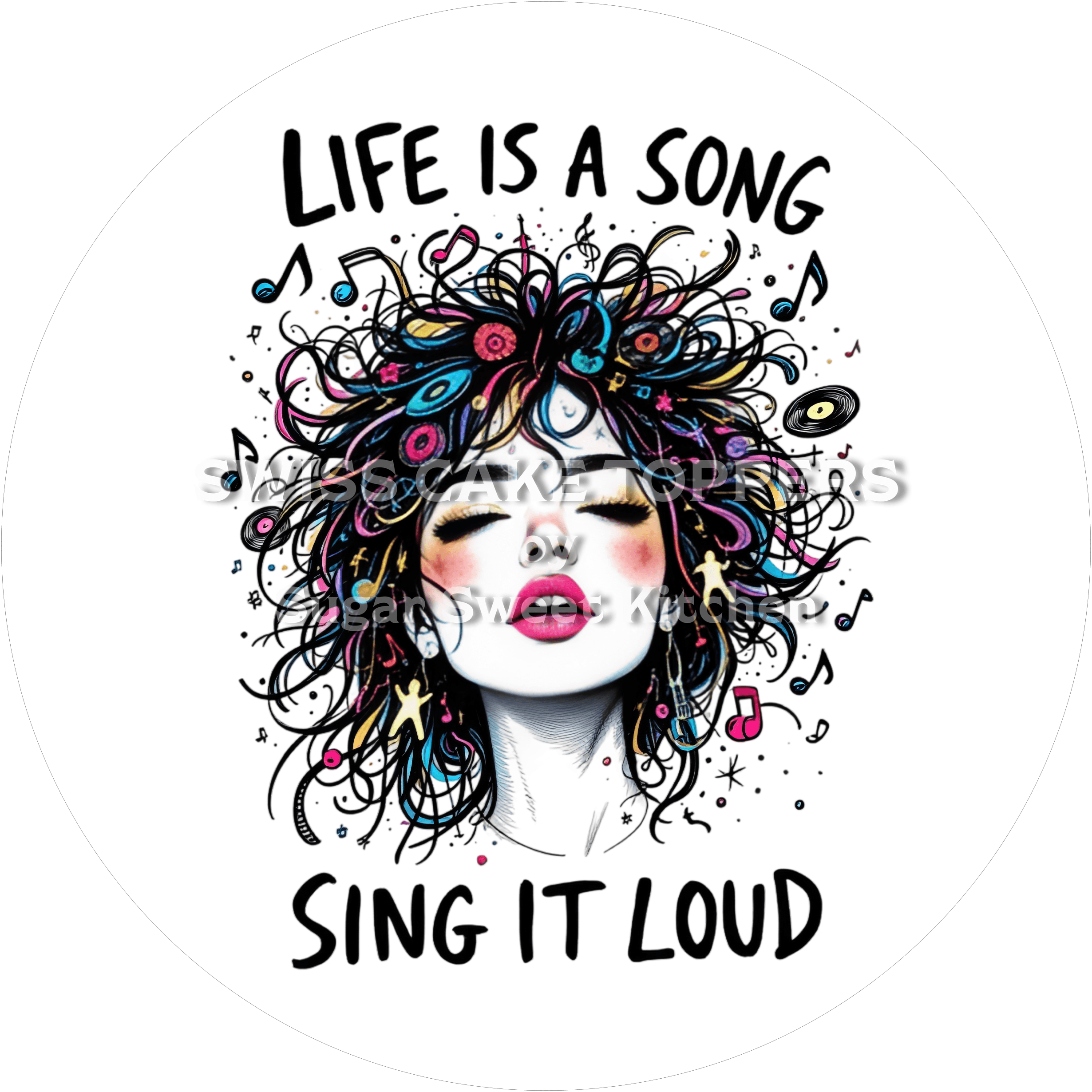 Einmaliger Tortenaufleger Musik1 - personalisierbar - Fondant- Torten- & Cupcakeaufleger Sugar Sweet Kitchen