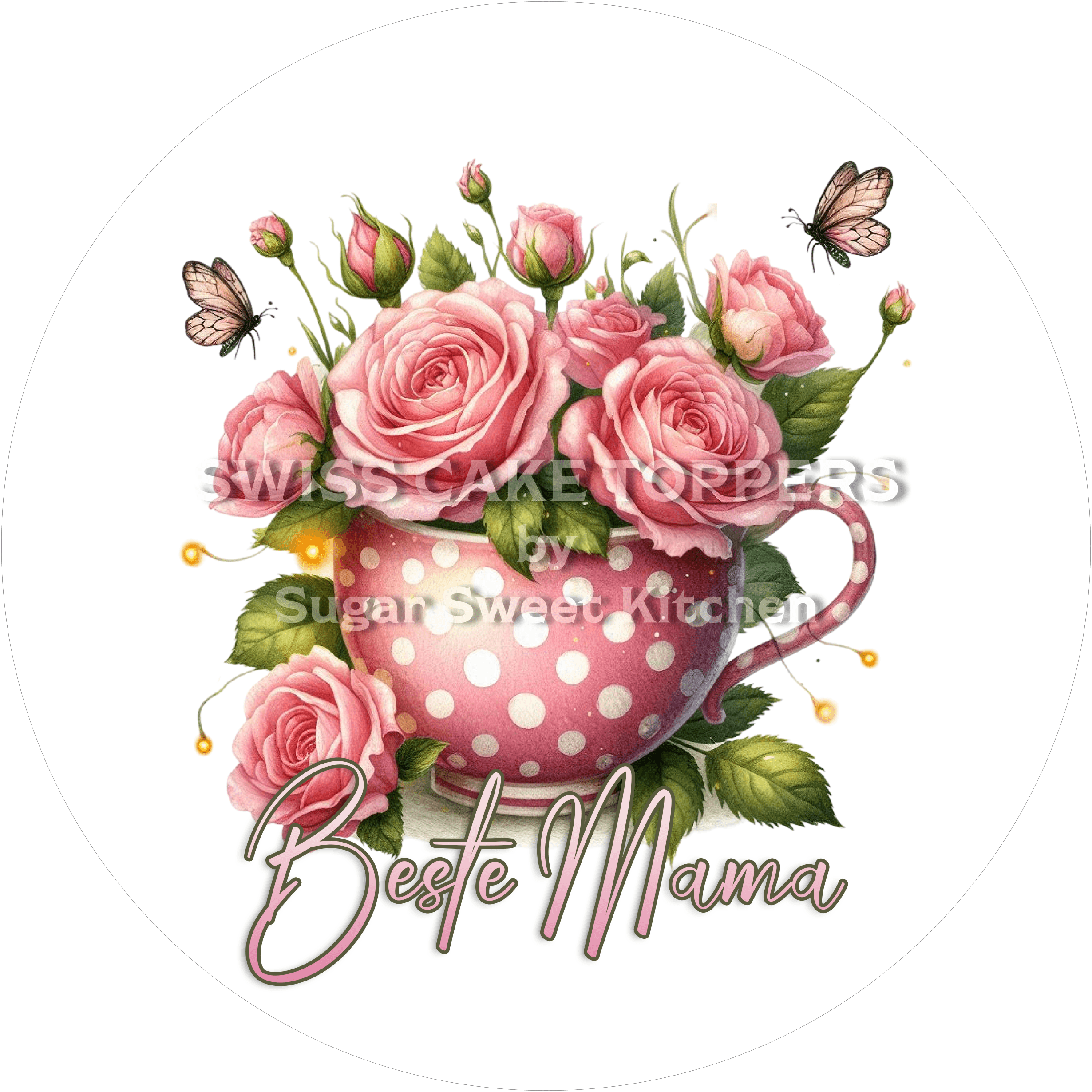 Einmaliger Tortenaufleger zum Muttertag - Flower20 - personalisierbar - Fondant- Torten- & Cupcakeaufleger Sugar Sweet