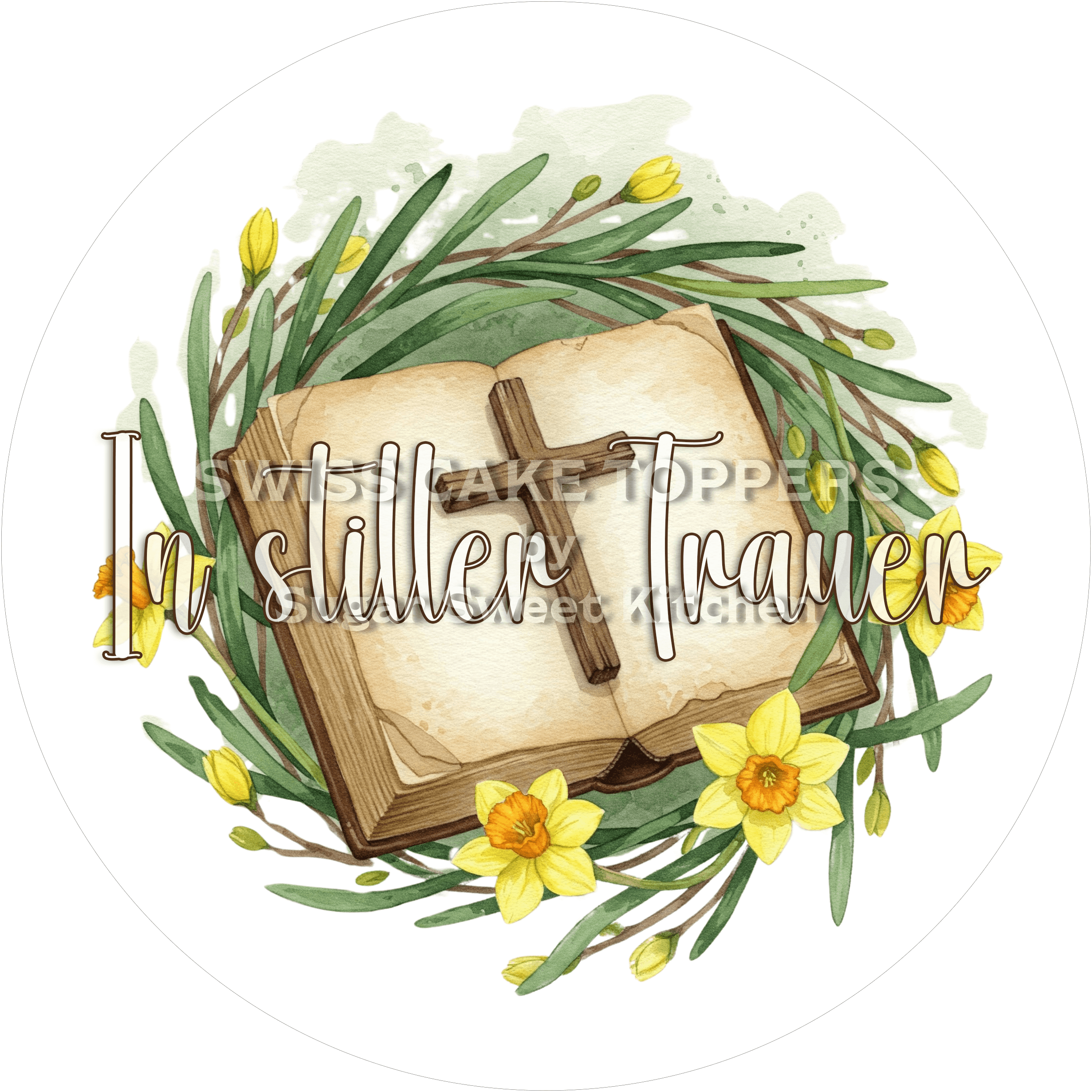 Einmaliger Trauer-Tortenaufleger1 - personalisierbar - Fondant- Torten- & Cupcakeaufleger Sugar Sweet Kitchen