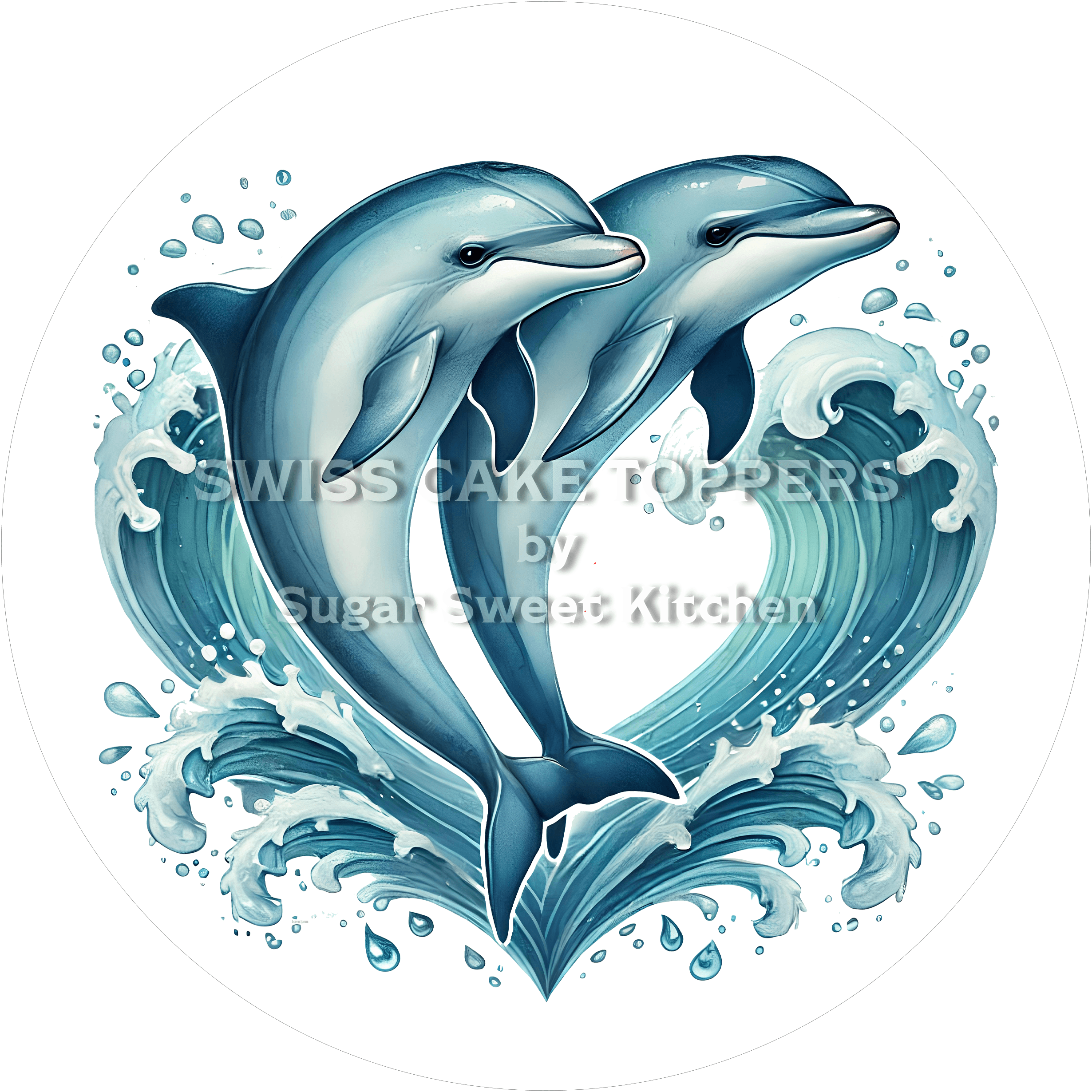 Einzigartiger Delfin-Tortenaufleger2 - personalisierbar - Fondant- Torten- & Cupcakeaufleger Sugar Sweet Kitchen