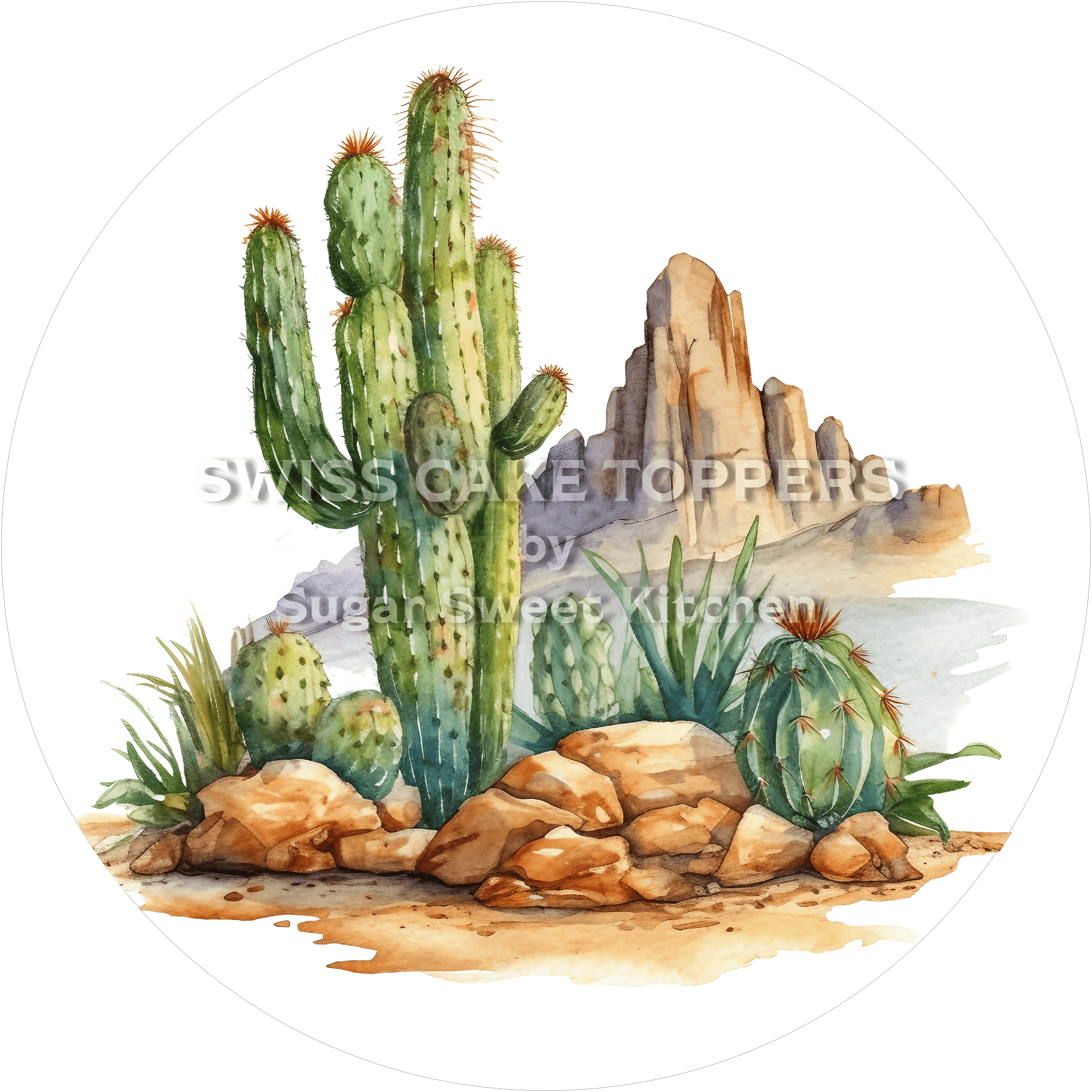 Einzigartiger Kakteen-Tortenaufleger4 - personalisierbar - Fondant- Torten- & Cupcakeaufleger Sugar Sweet Kitchen