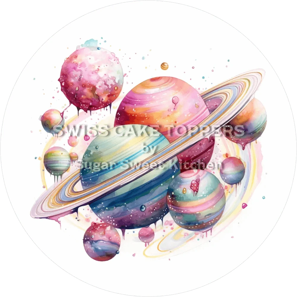 Einzigartiger Planeten-Tortenaufleger3 - personalisierbar - Fondant- Torten- & Cupcakeaufleger Sugar Sweet Kitchen