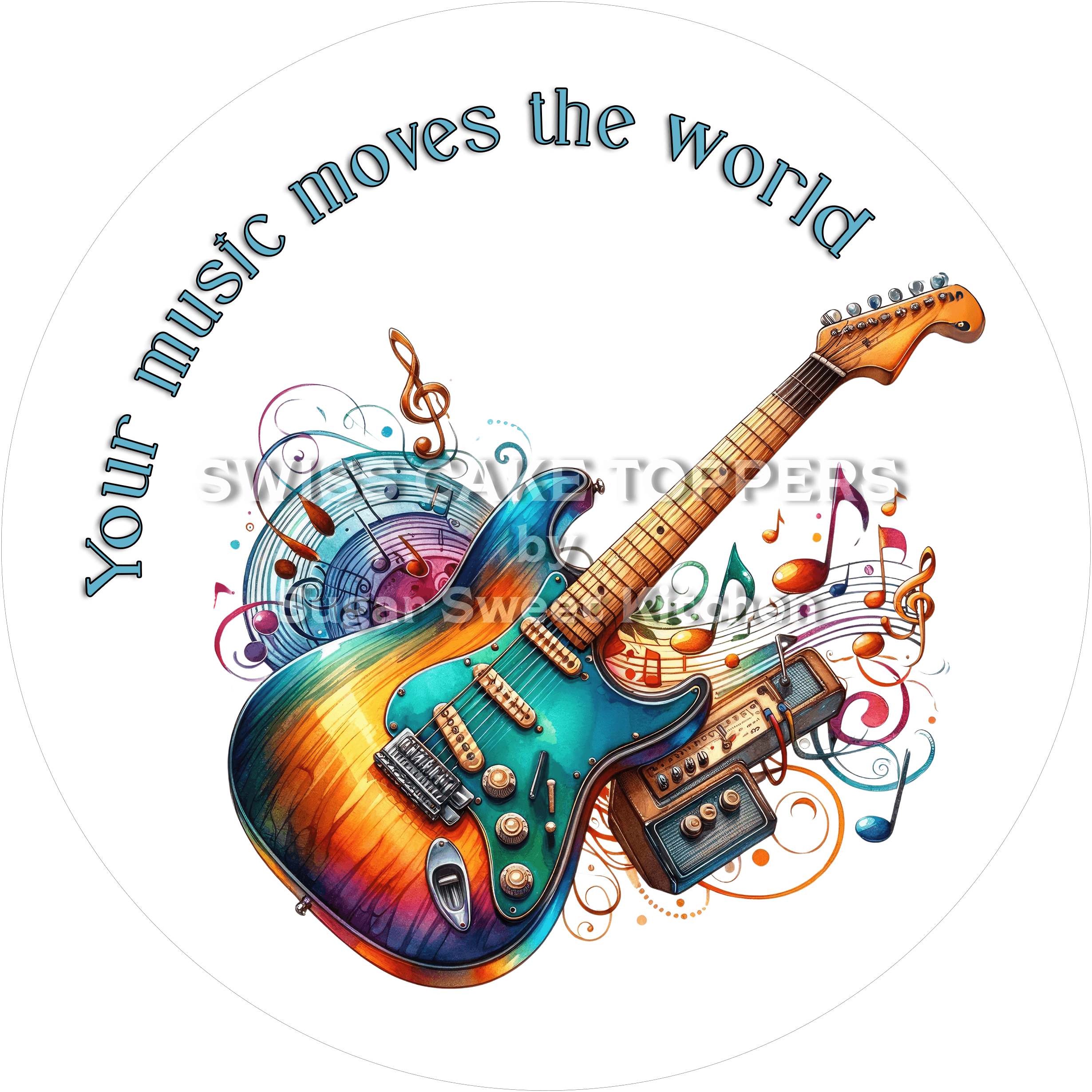 Einzigartiger Tortenaufleger für musikalische Botschaften - personalisierbar - Fondant- Torten- & Cupcakeaufleger Sugar