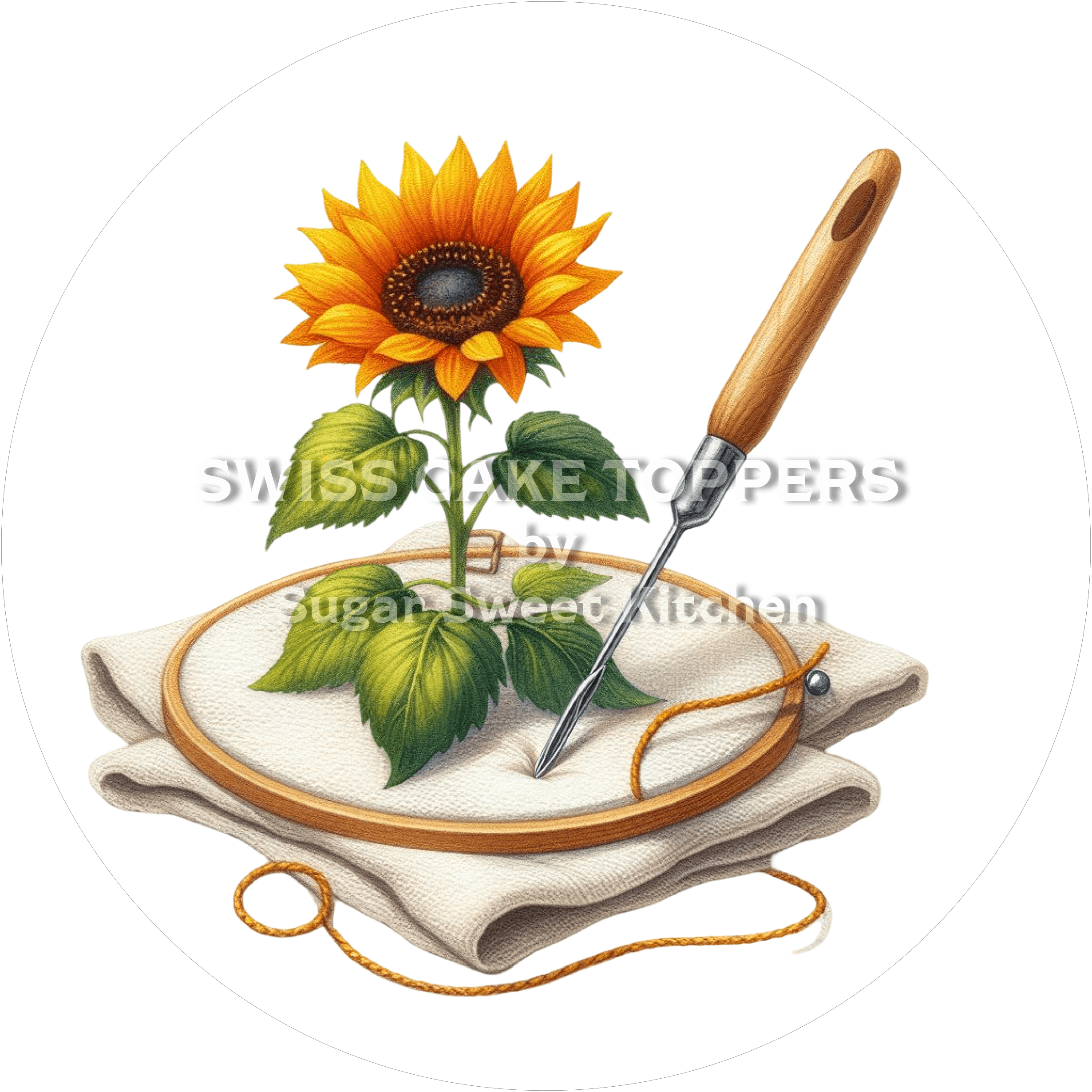 Einzigartiger Tortenaufleger Sticken1 - personalisierbar - Fondant- Torten- & Cupcakeaufleger Sugar Sweet Kitchen