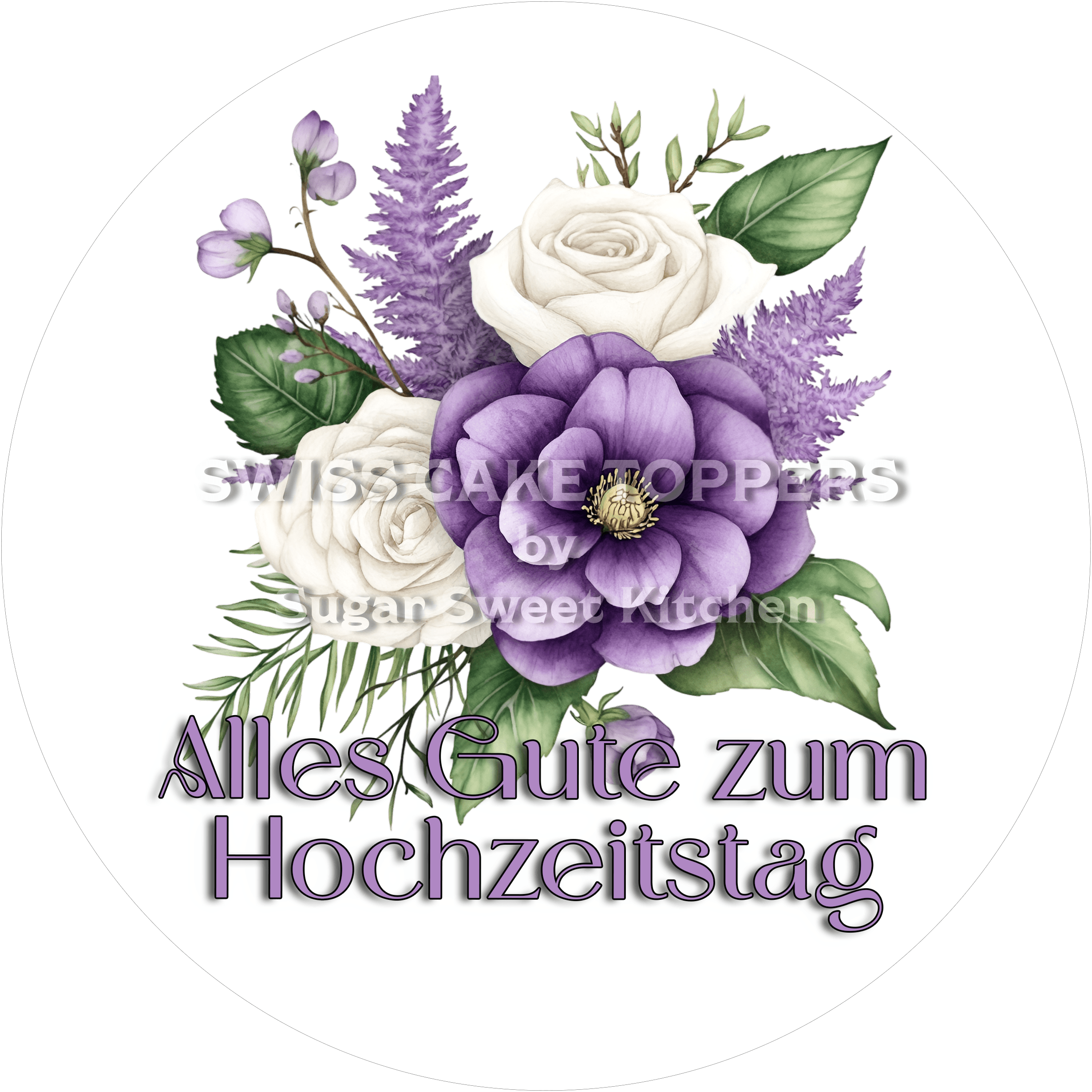 Einzigartiger Tortenaufleger zum Hochzeitstag - personalisierbar - Fondant- Torten- & Cupcakeaufleger Sugar Sweet