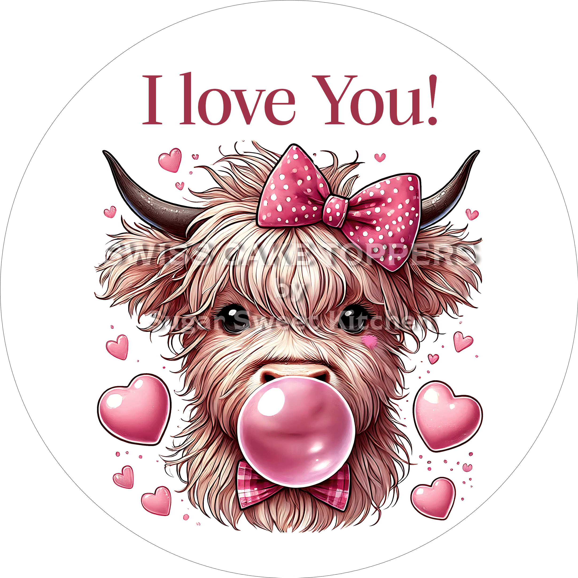 Einzigartiger Valentins- Tortenaufleger HR2 - personalisierbar - Fondant- Torten- & Cupcakeaufleger Sugar Sweet Kitchen