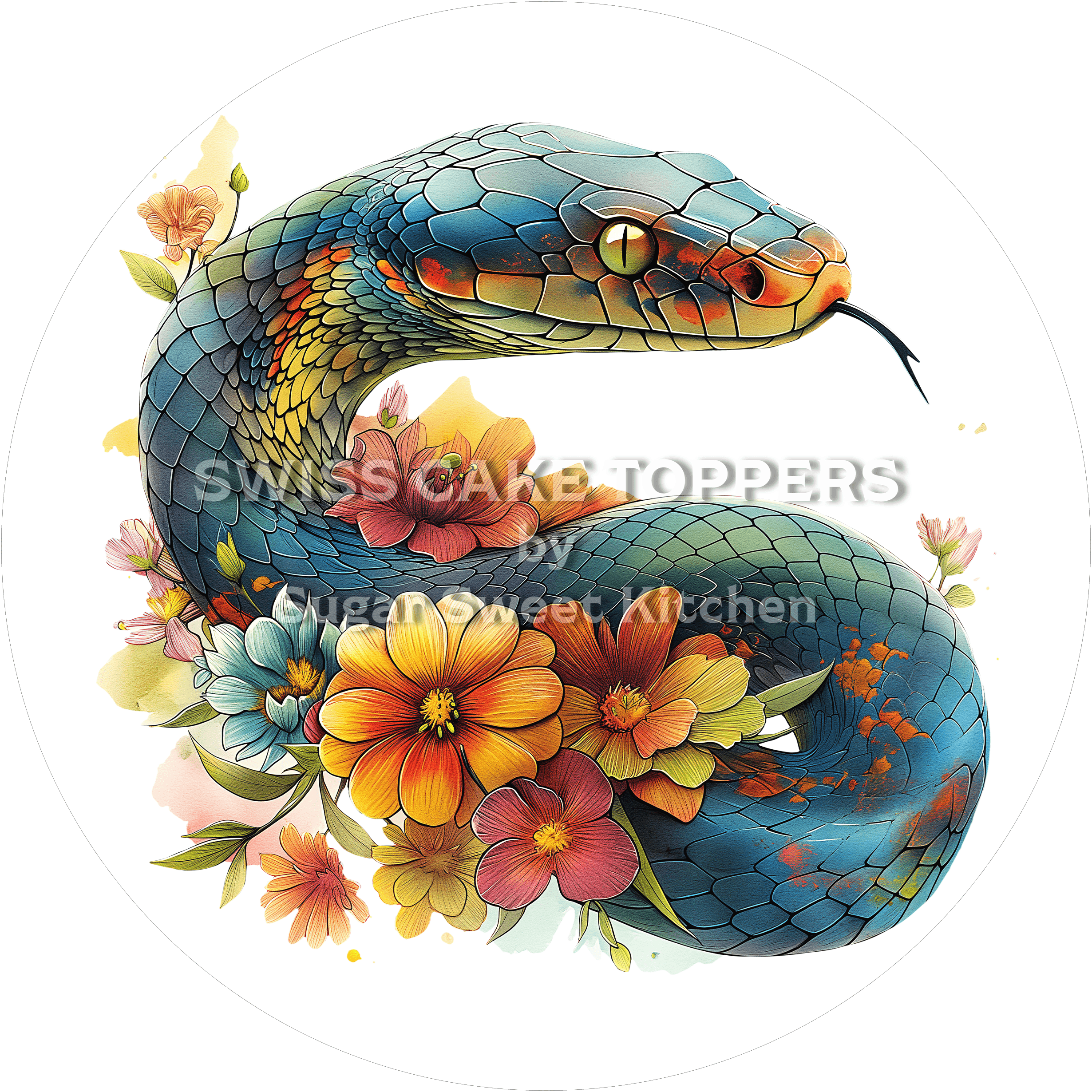 Eleganter Schlangen-Tortenaufleger11 - personalisierbar - Fondant- Torten- & Cupcakeaufleger Sugar Sweet Kitchen