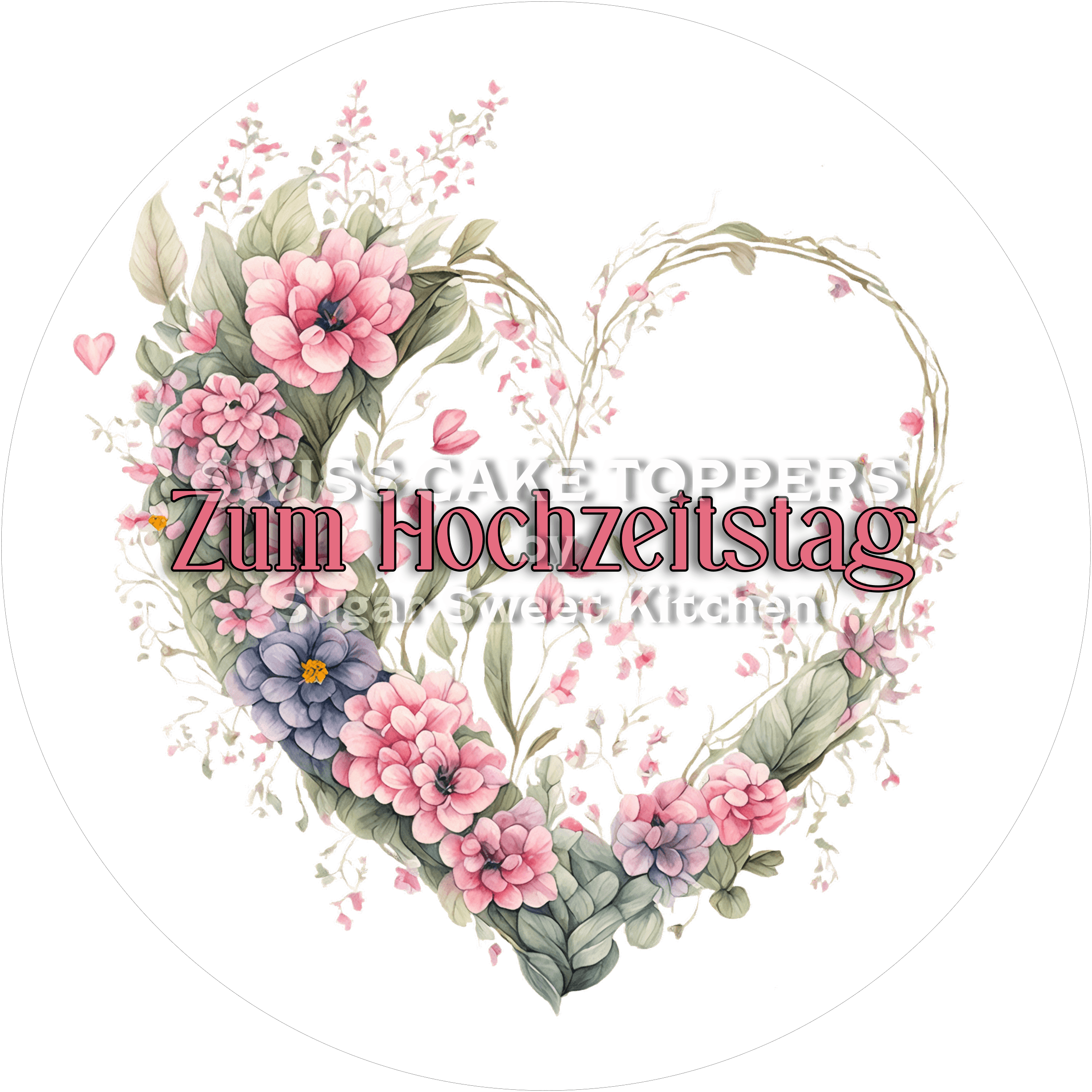 Eleganter Tortenaufleger zum Hochzeitstag - personalisierbar - Fondant- Torten- & Cupcakeaufleger Sugar Sweet Kitchen