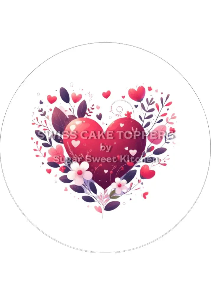 Eleganter Valentins- Tortenaufleger LV15 - personalisierbar - Fondant- Torten- & Cupcakeaufleger Sugar Sweet Kitchen