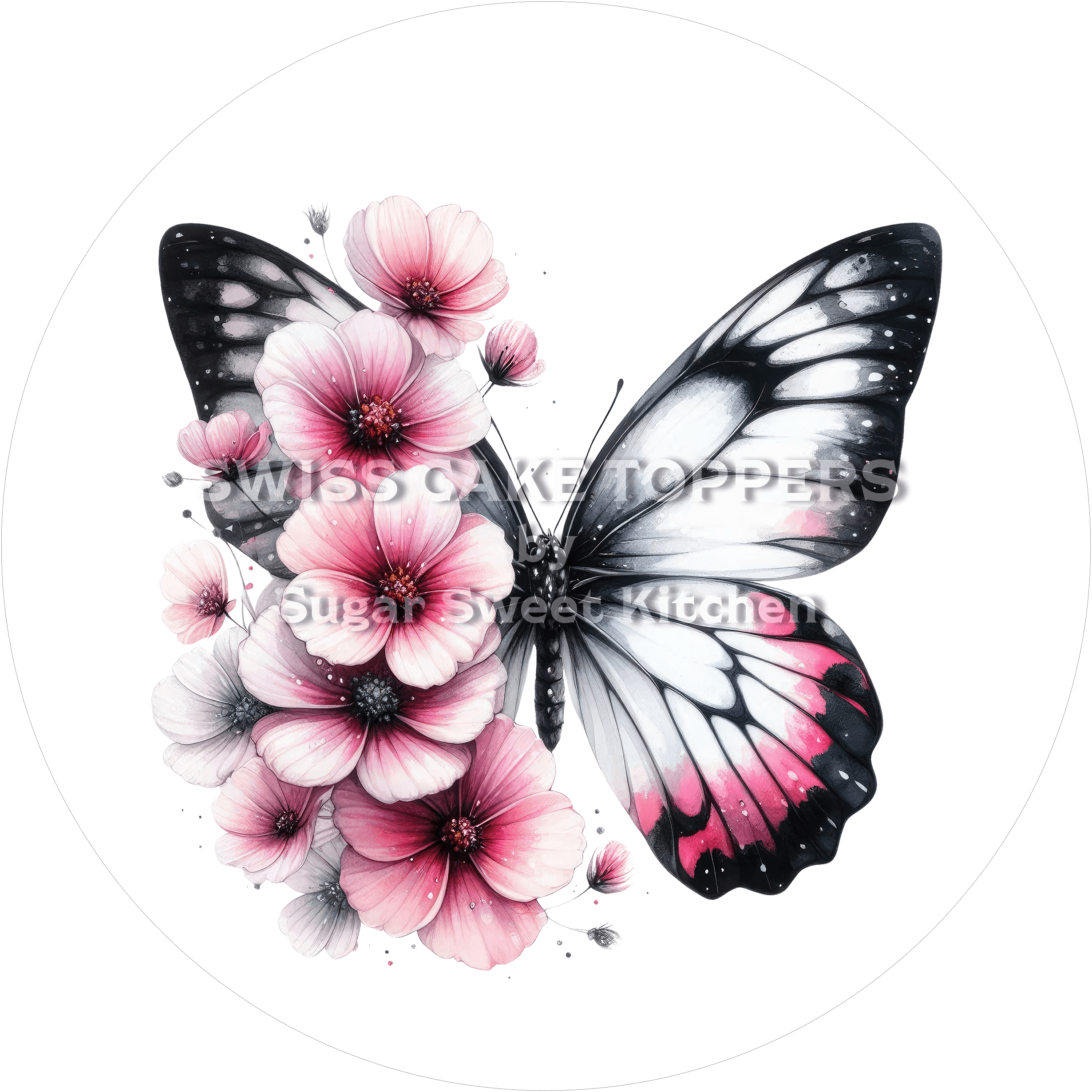 Exklusiver Blumen-Tortenaufleger8 - personalisierbar - Fondant- Torten- & Cupcakeaufleger Sugar Sweet Kitchen